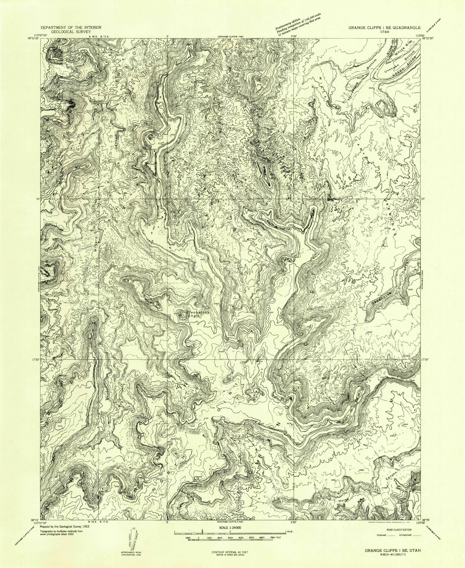 Classic USGS Cleopatras Chair Utah 7.5'x7.5' Topo Map Image