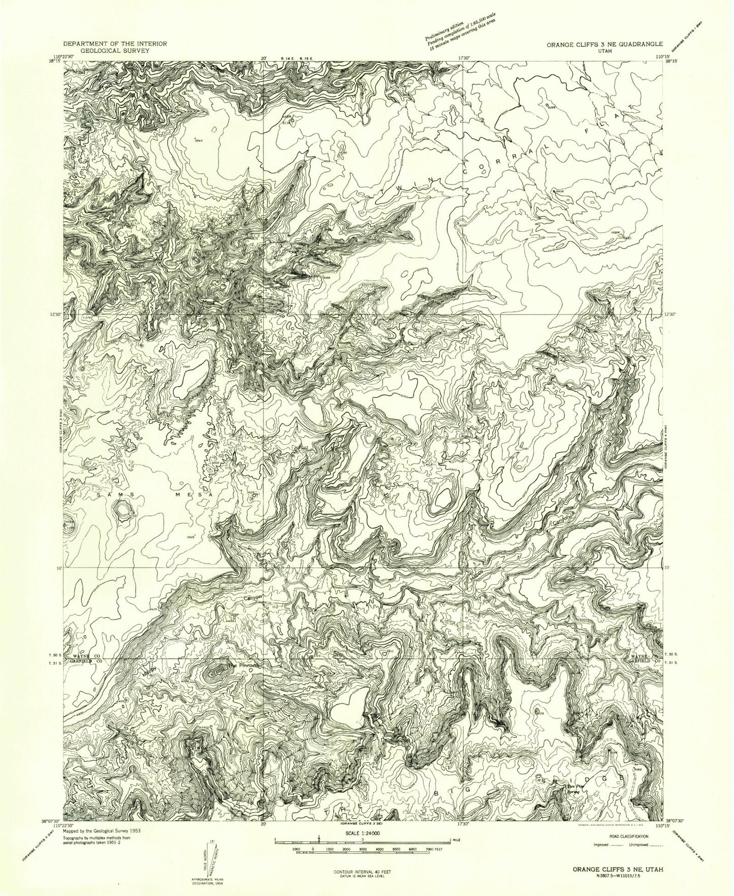 Classic USGS The Pinnacle Utah 7.5'x7.5' Topo Map Image