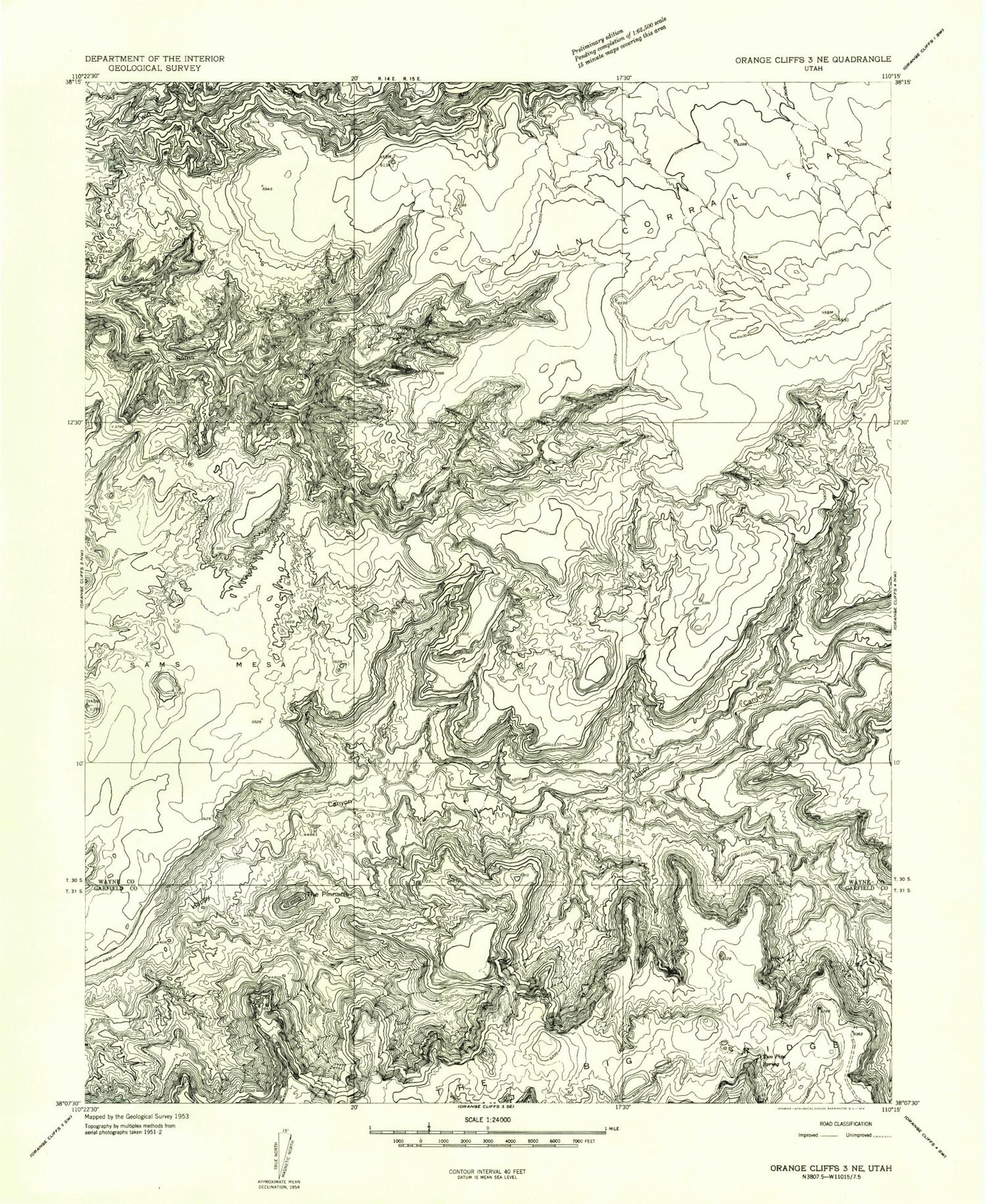 Classic USGS The Pinnacle Utah 7.5'x7.5' Topo Map Image