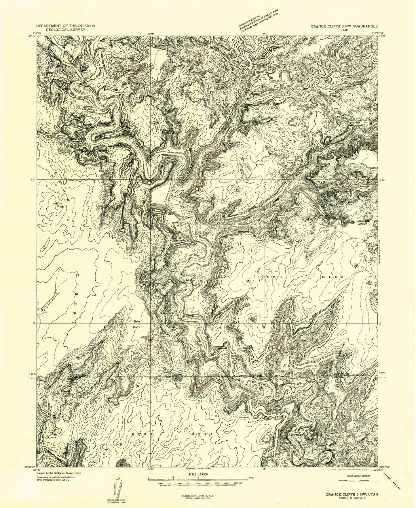 Classic USGS Burr Point Utah 7.5'x7.5' Topo Map Image