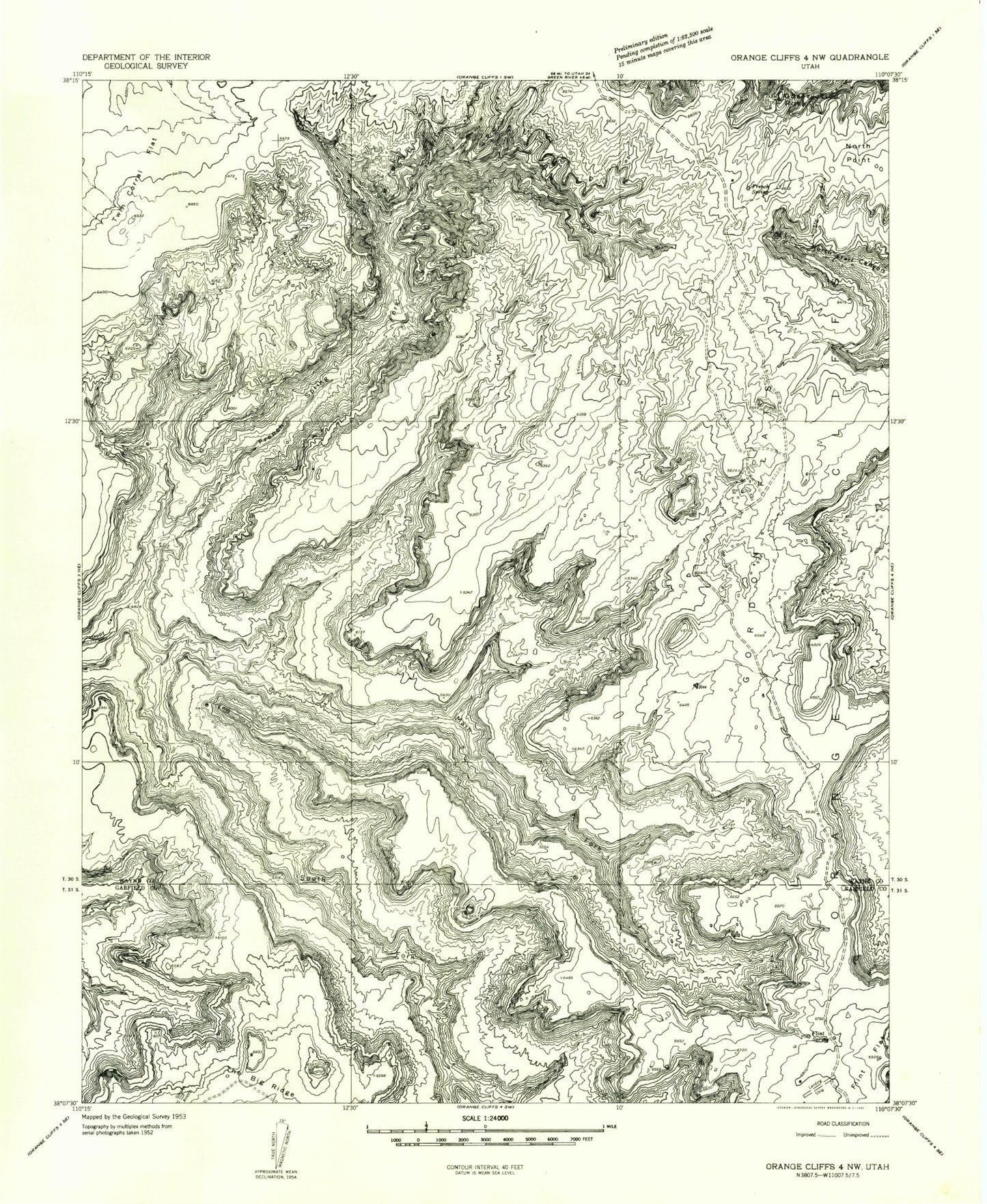 Classic USGS Gordon Flats Utah 7.5'x7.5' Topo Map Image