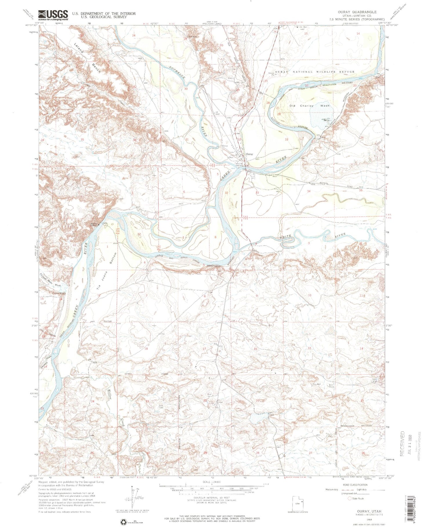 Classic USGS Ouray Utah 7.5'x7.5' Topo Map Image