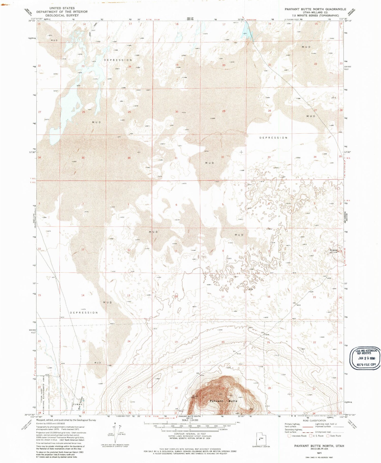 Classic USGS Pahvant Butte North Utah 7.5'x7.5' Topo Map Image