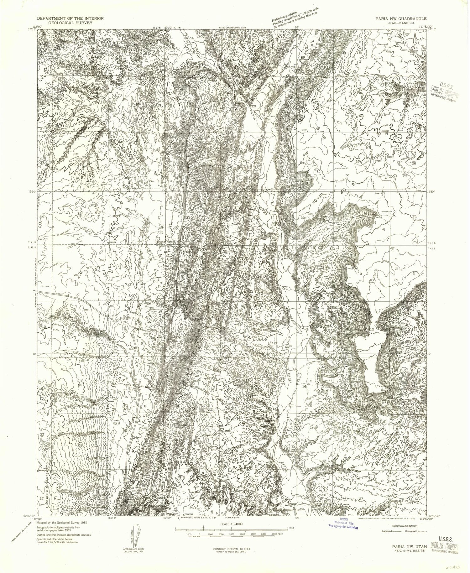 Classic USGS Fivemile Valley Utah 7.5'x7.5' Topo Map Image