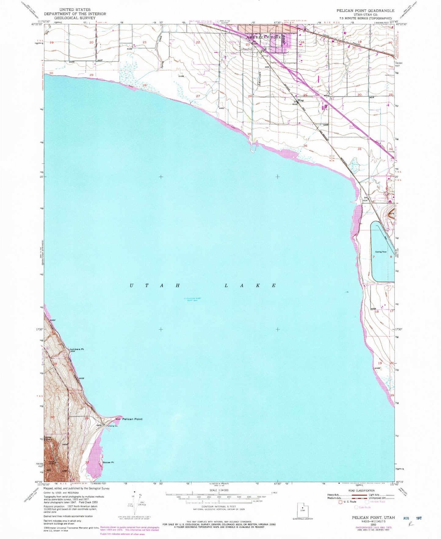 Classic USGS Pelican Point Utah 7.5'x7.5' Topo Map Image