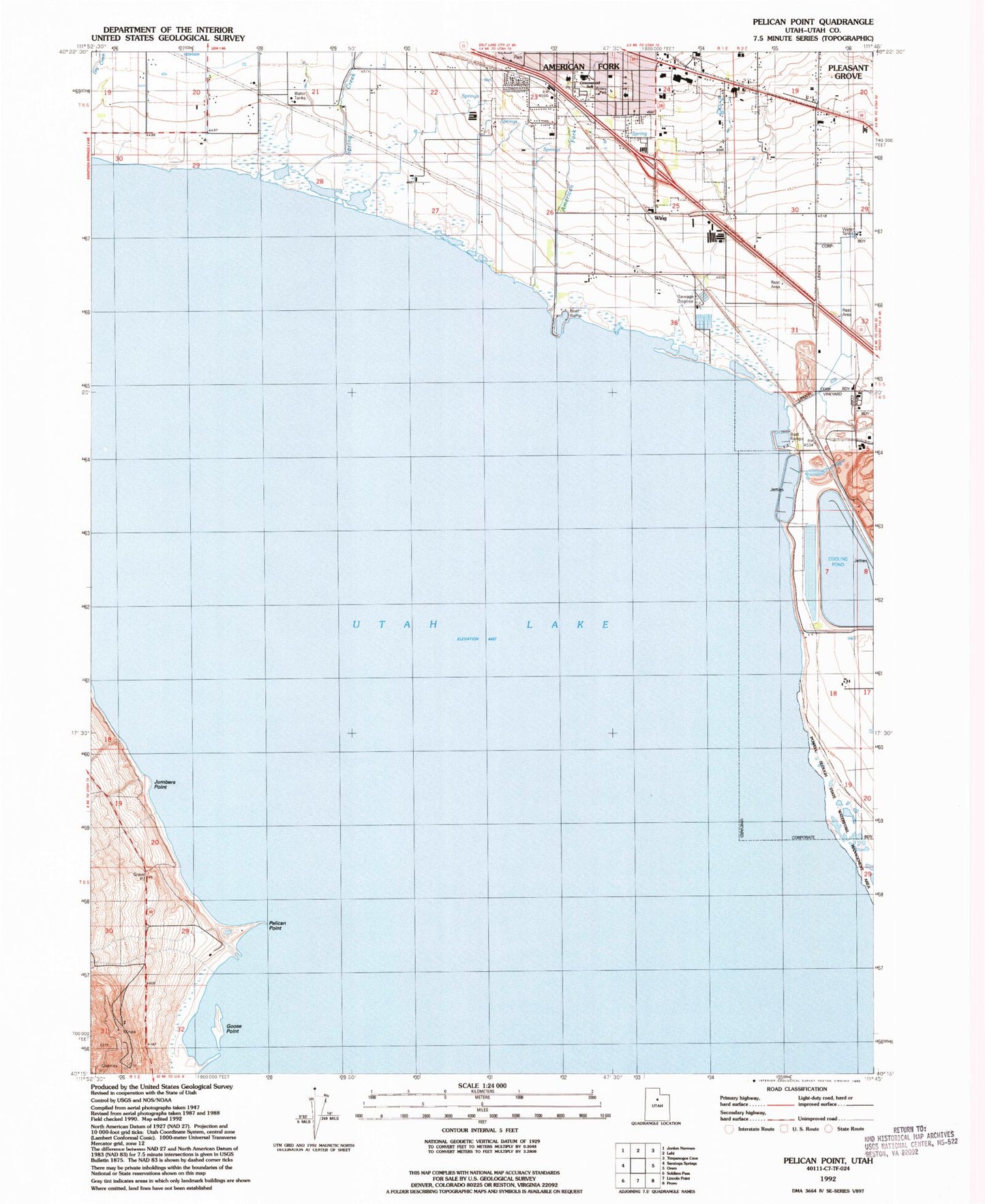 Classic USGS Pelican Point Utah 7.5'x7.5' Topo Map Image