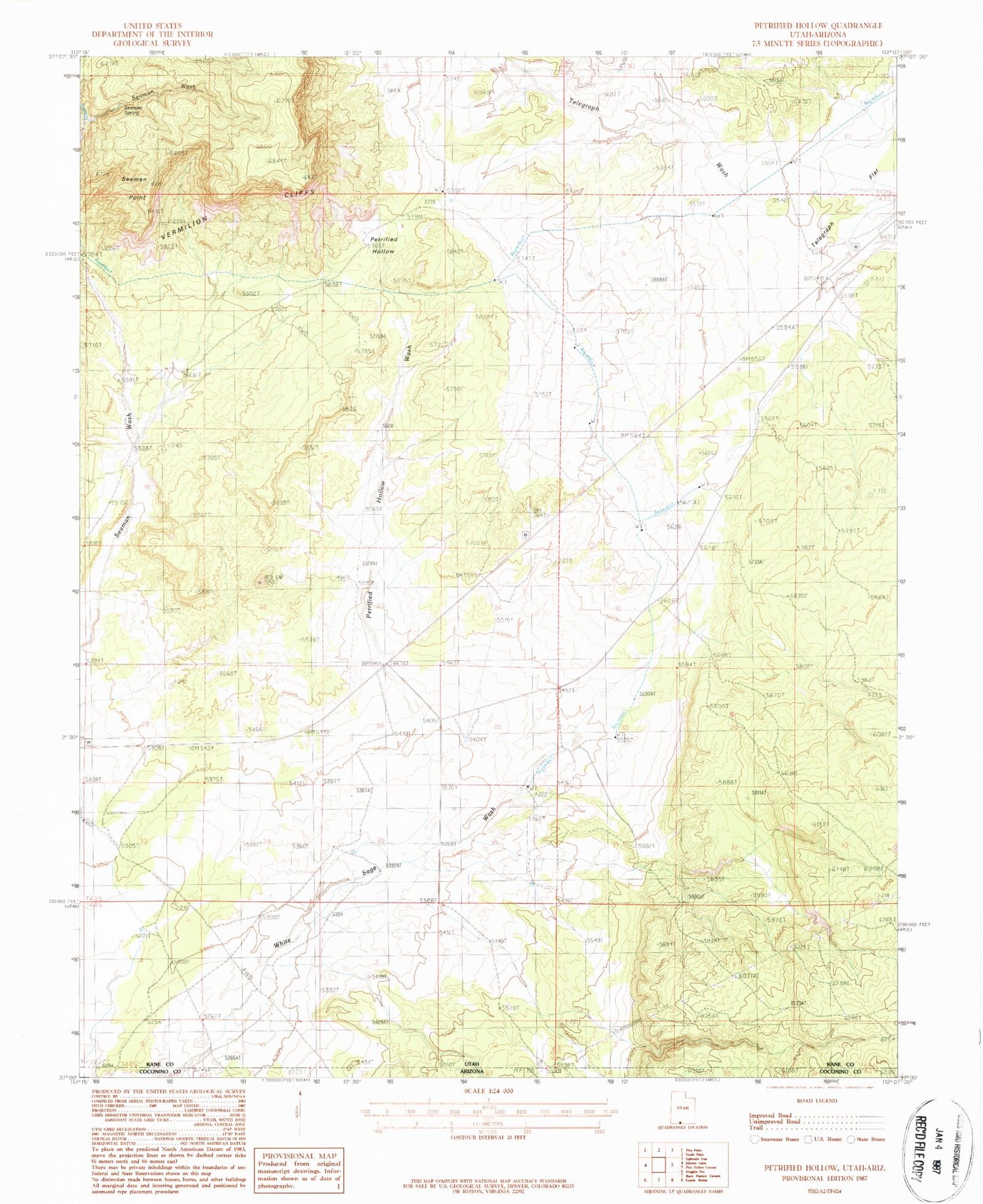 Classic USGS Petrified Hollow Utah 7.5'x7.5' Topo Map Image