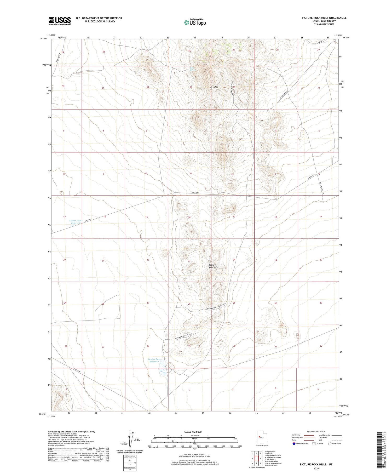Picture Rock Hills Utah US Topo Map Image