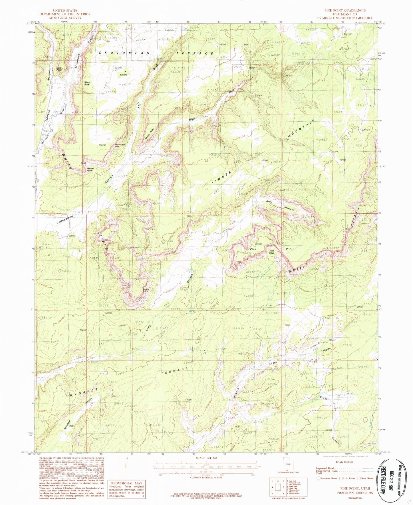 Classic USGS Pine Point Utah 7.5'x7.5' Topo Map Image