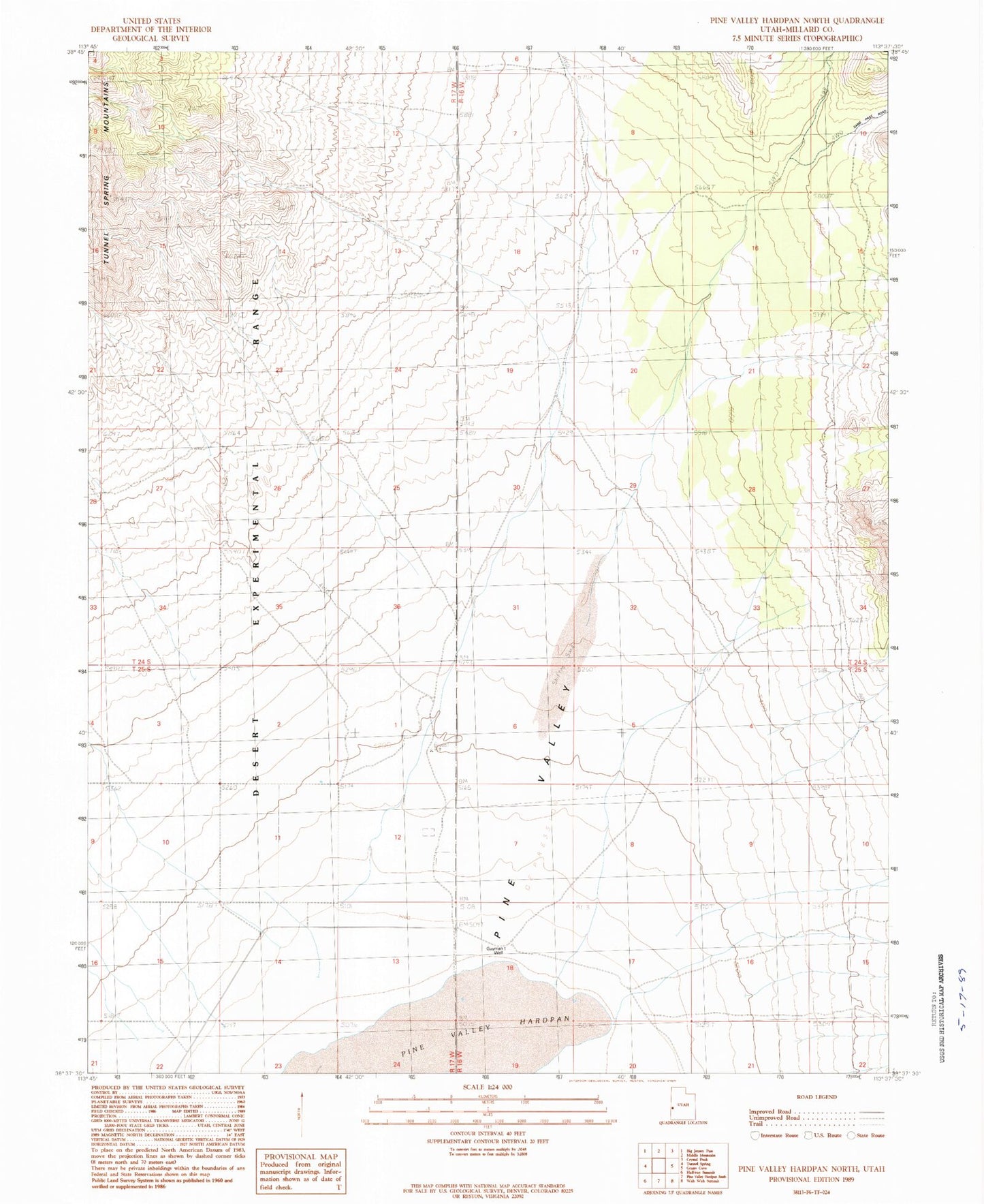 Classic USGS Pine Valley Hardpan North Utah 7.5'x7.5' Topo Map Image
