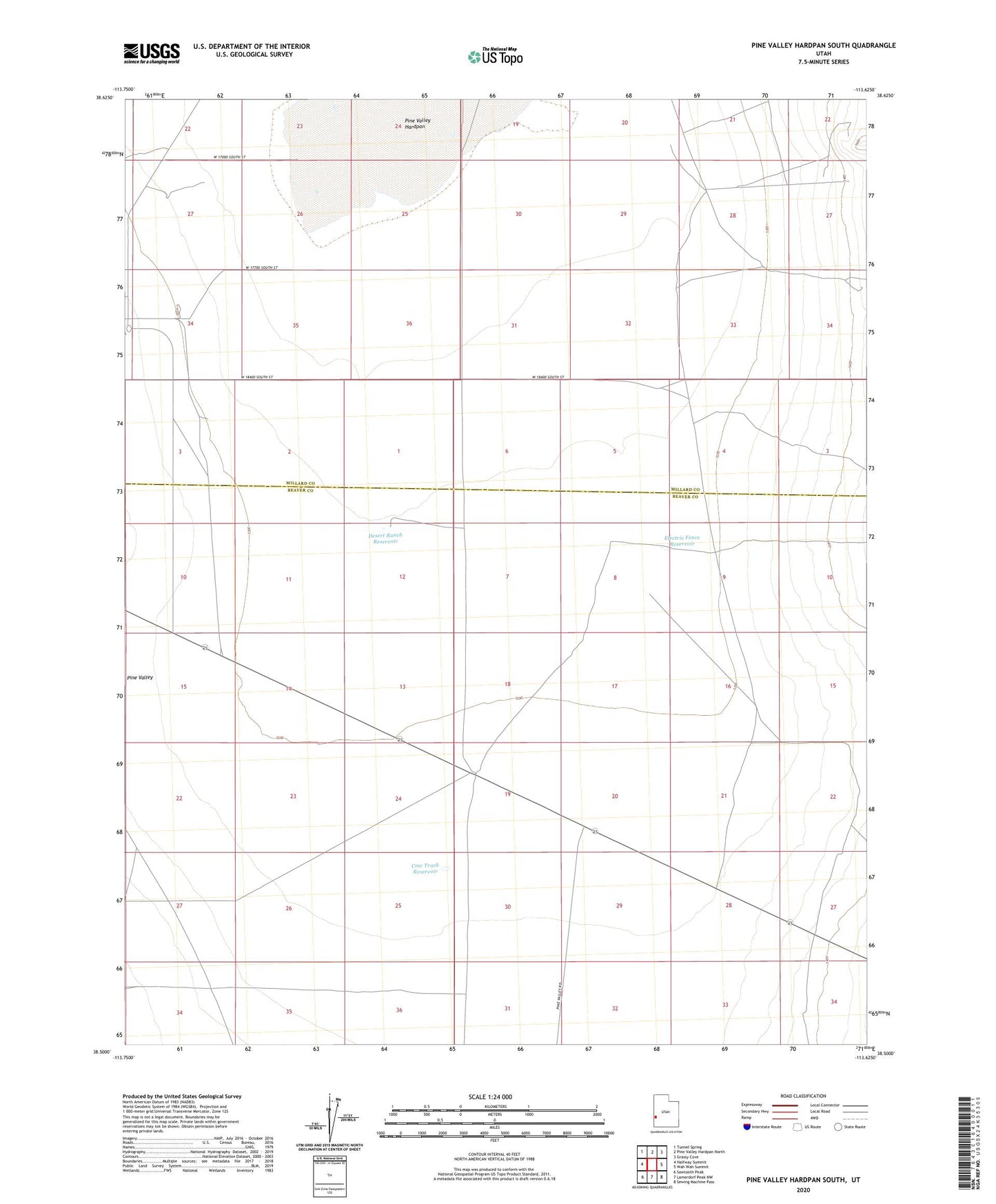 Pine Valley Hardpan South Utah US Topo Map Image