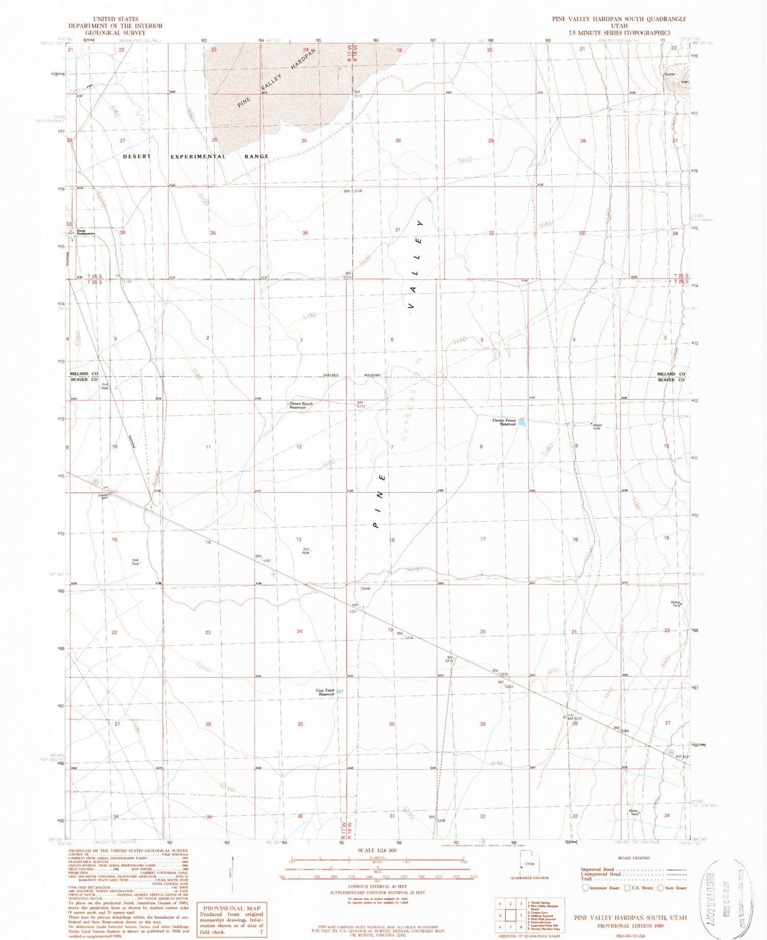 Classic USGS Pine Valley Hardpan South Utah 7.5'x7.5' Topo Map Image