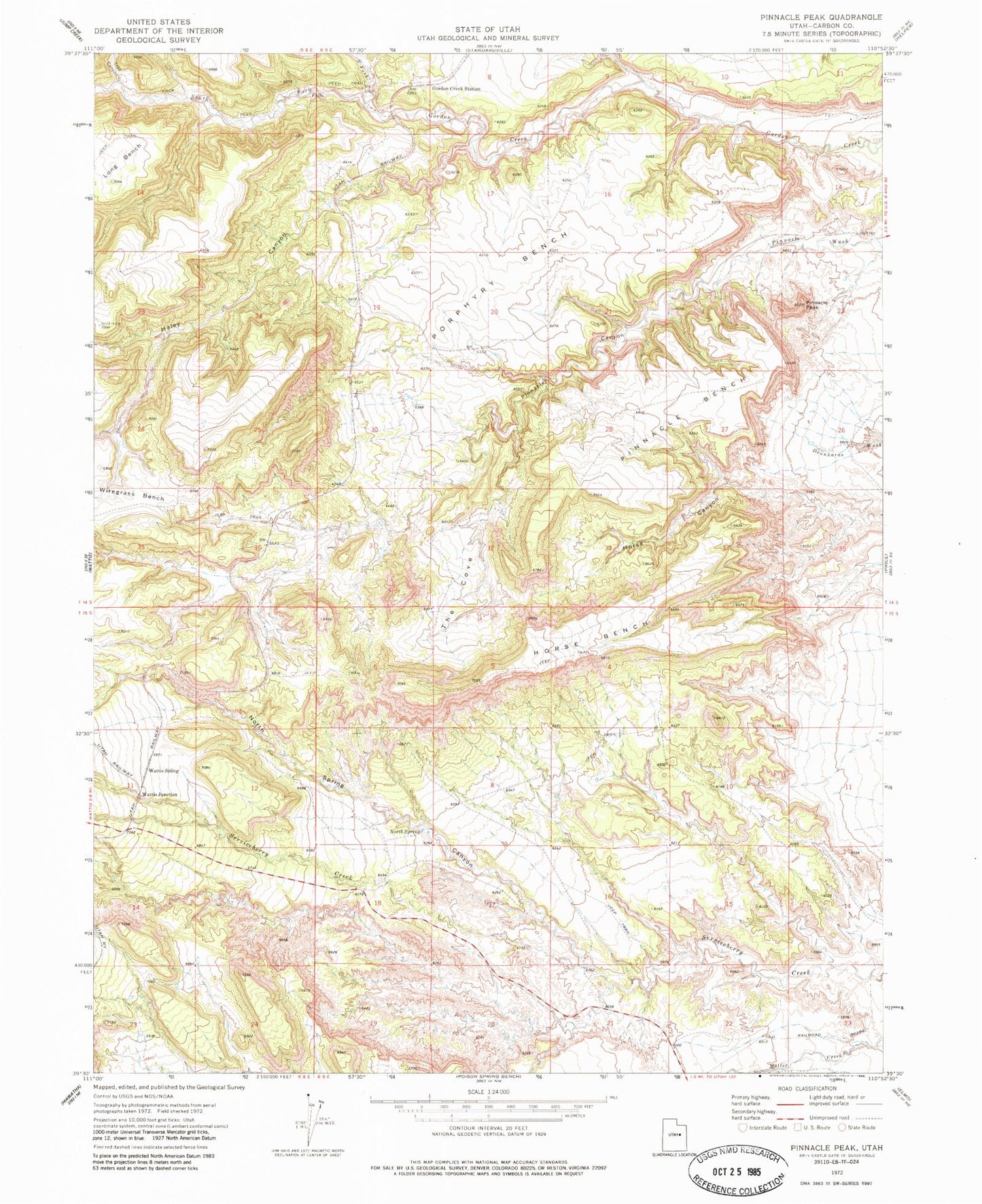 Classic USGS Pinnacle Peak Utah 7.5'x7.5' Topo Map Image