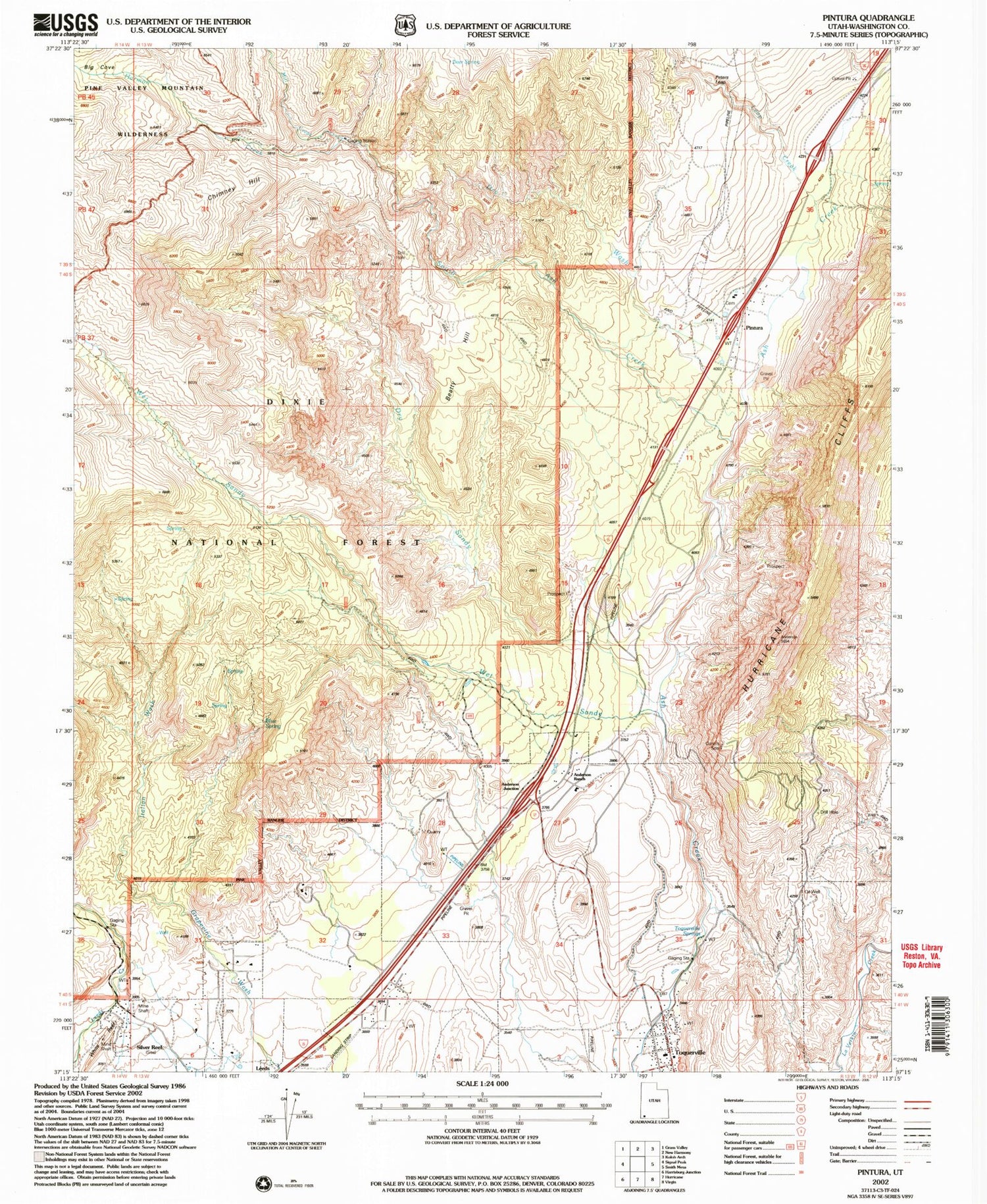 Classic USGS Pintura Utah 7.5'x7.5' Topo Map Image