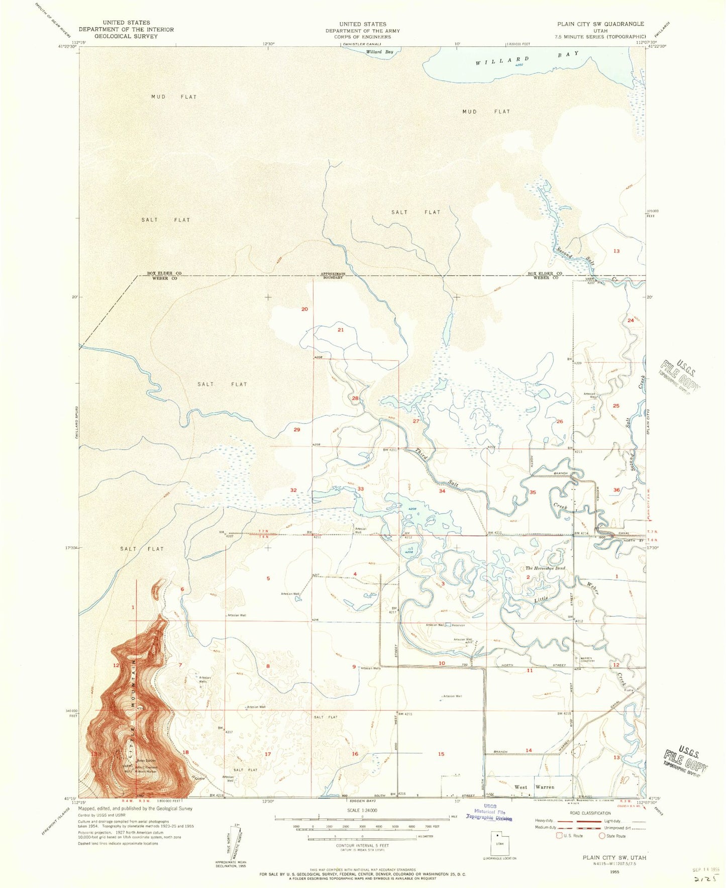 Classic USGS Plain City SW Utah 7.5'x7.5' Topo Map Image