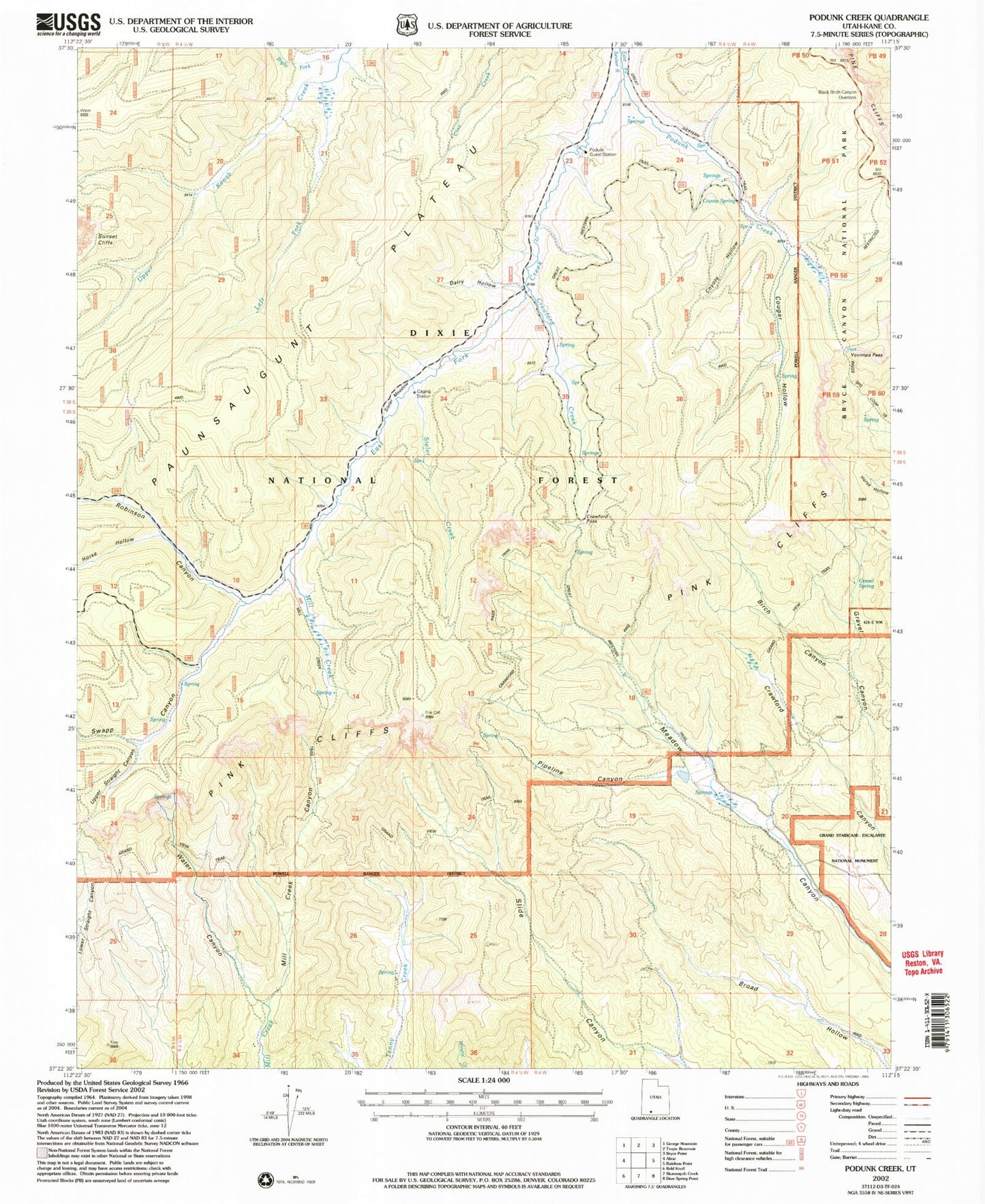 Classic USGS Podunk Creek Utah 7.5'x7.5' Topo Map Image