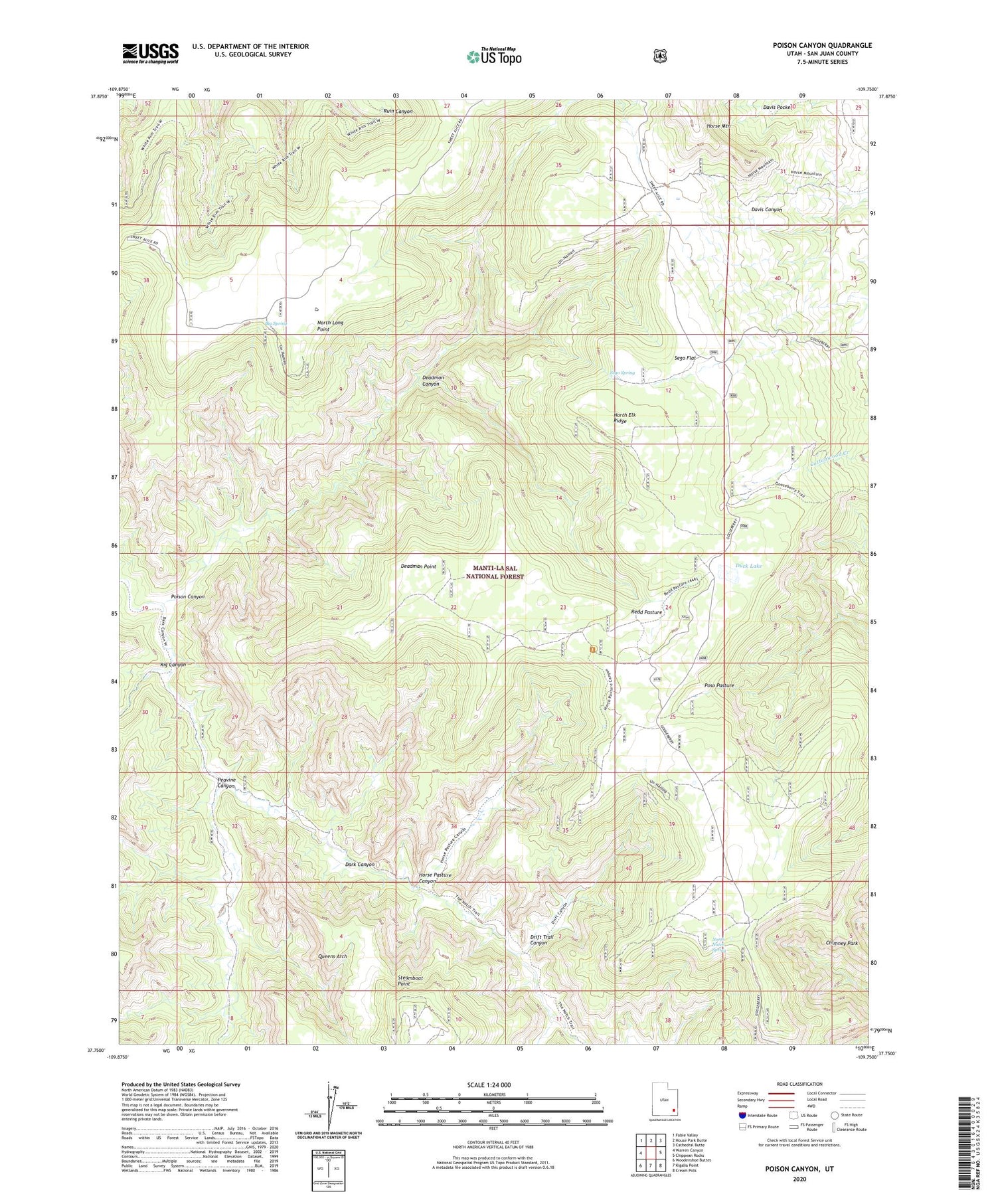 Poison Canyon Utah US Topo Map Image