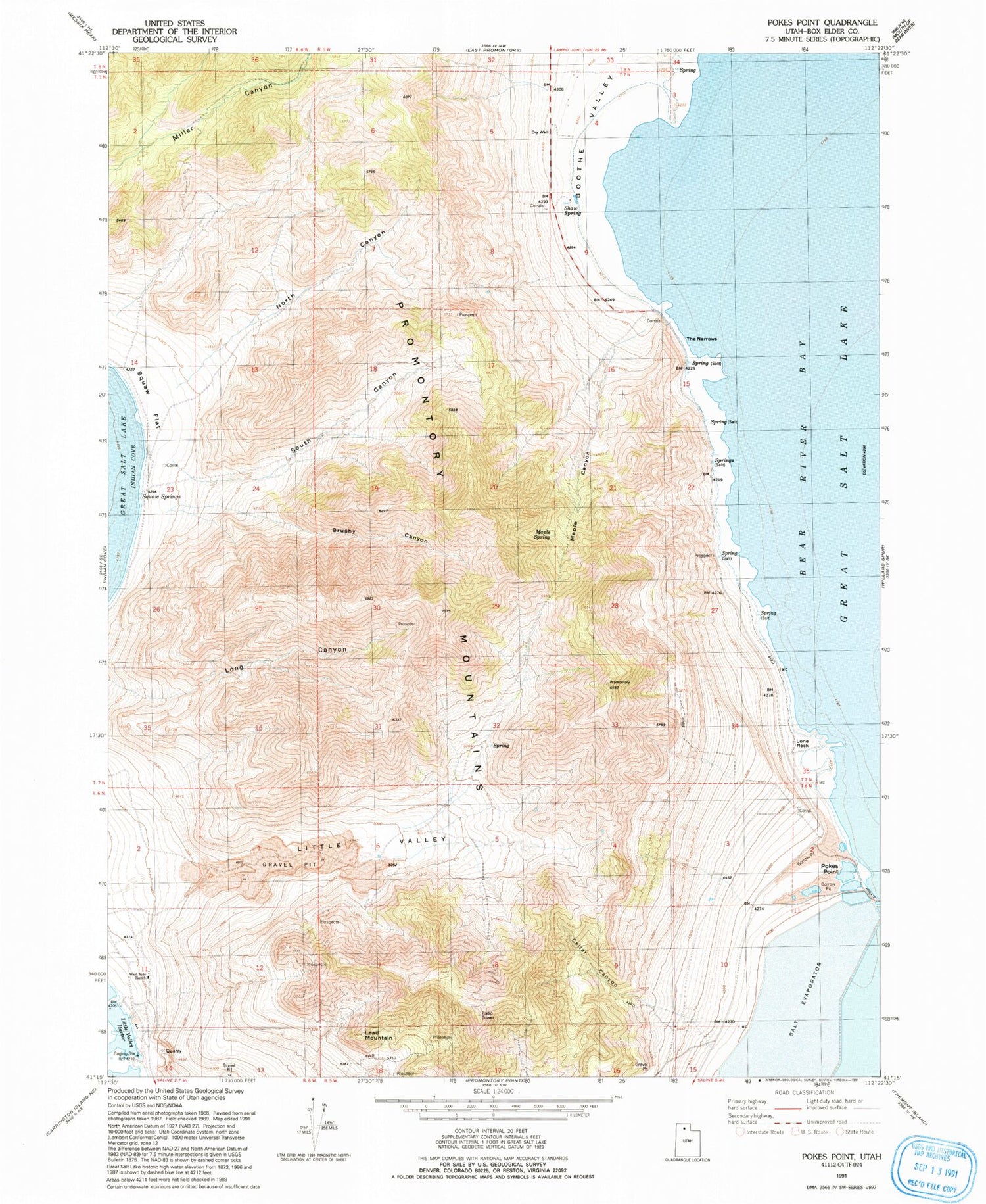 Classic USGS Pokes Point Utah 7.5'x7.5' Topo Map Image