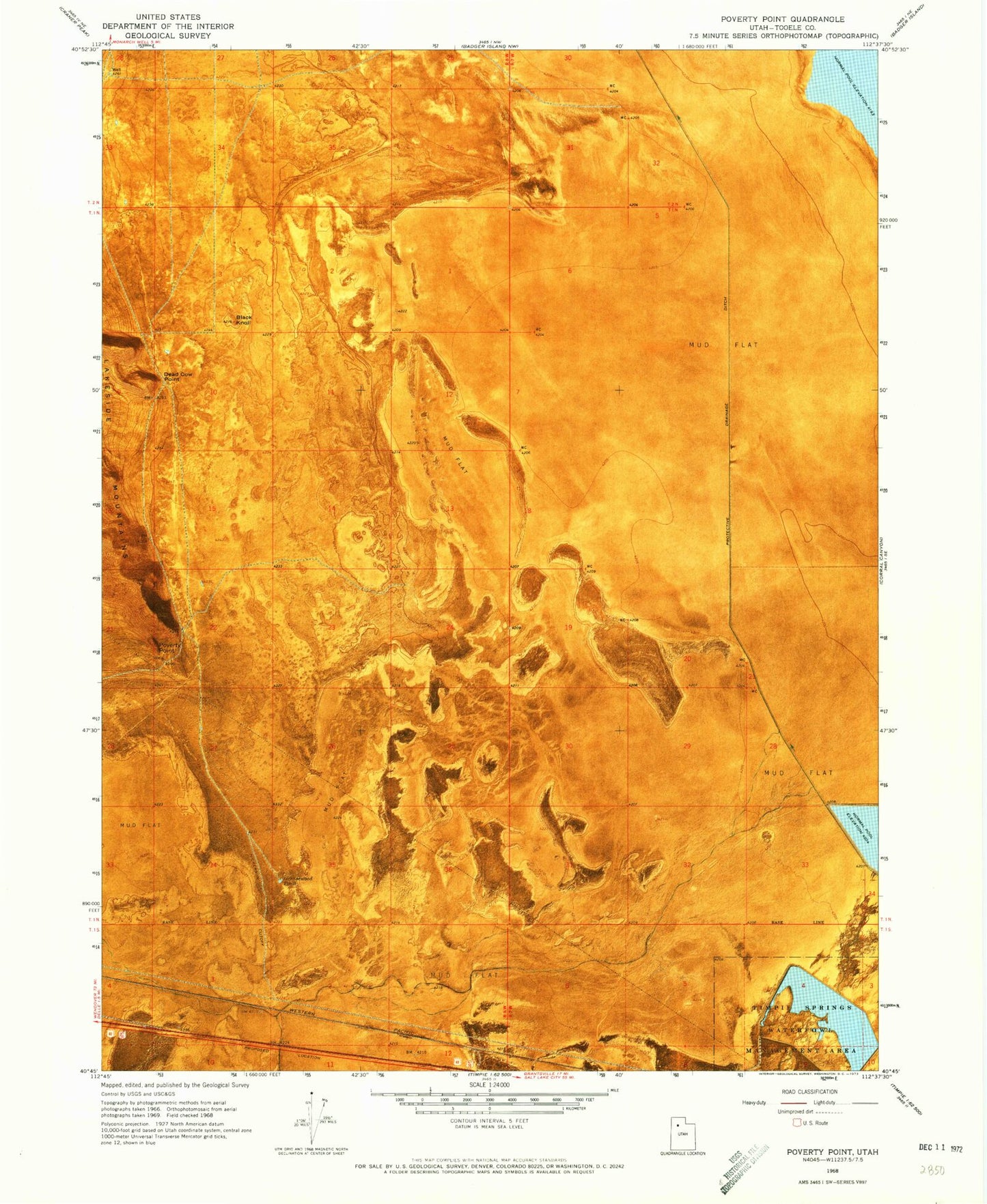 Classic USGS Poverty Point Utah 7.5'x7.5' Topo Map Image