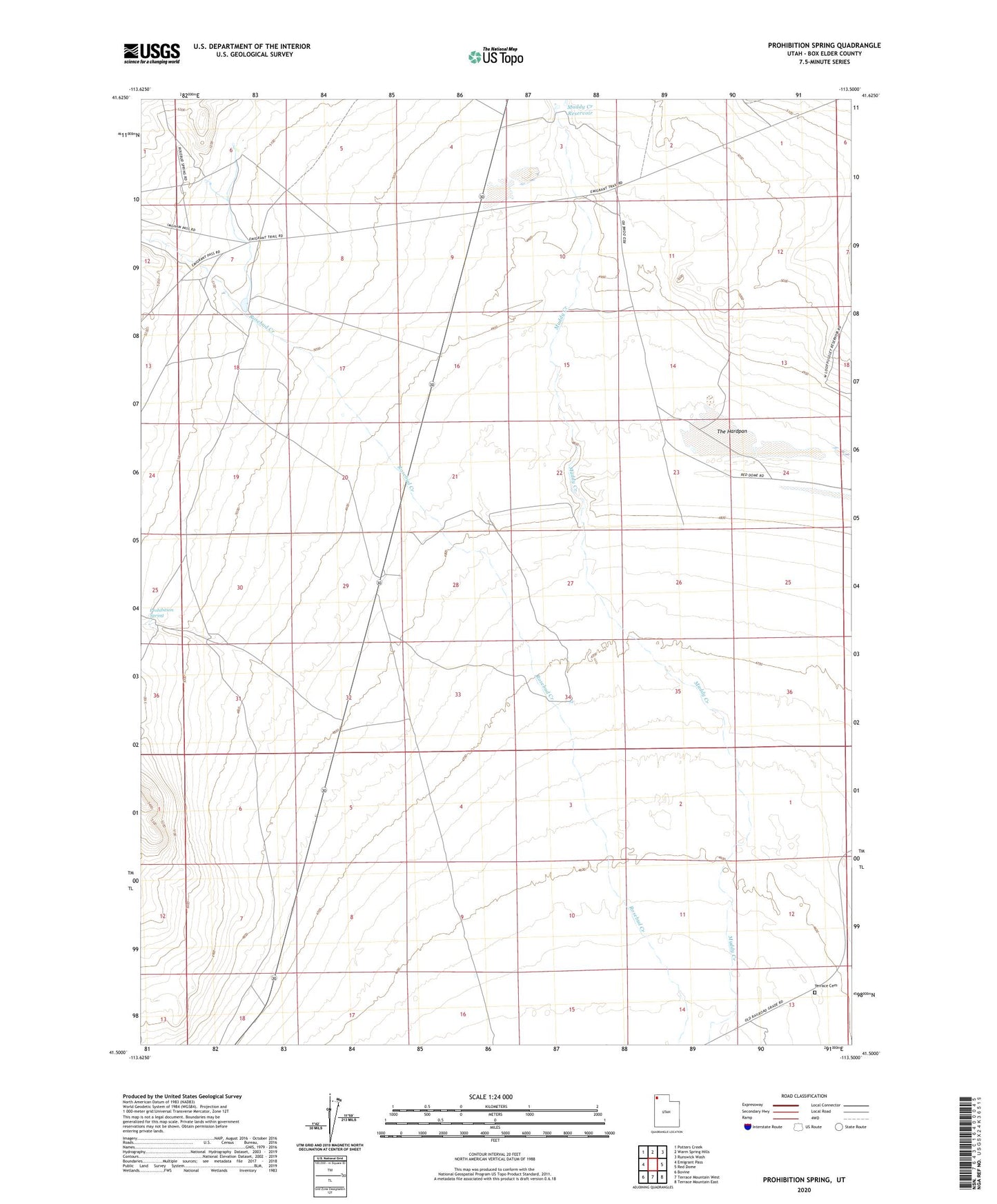 Prohibition Spring Utah US Topo Map Image