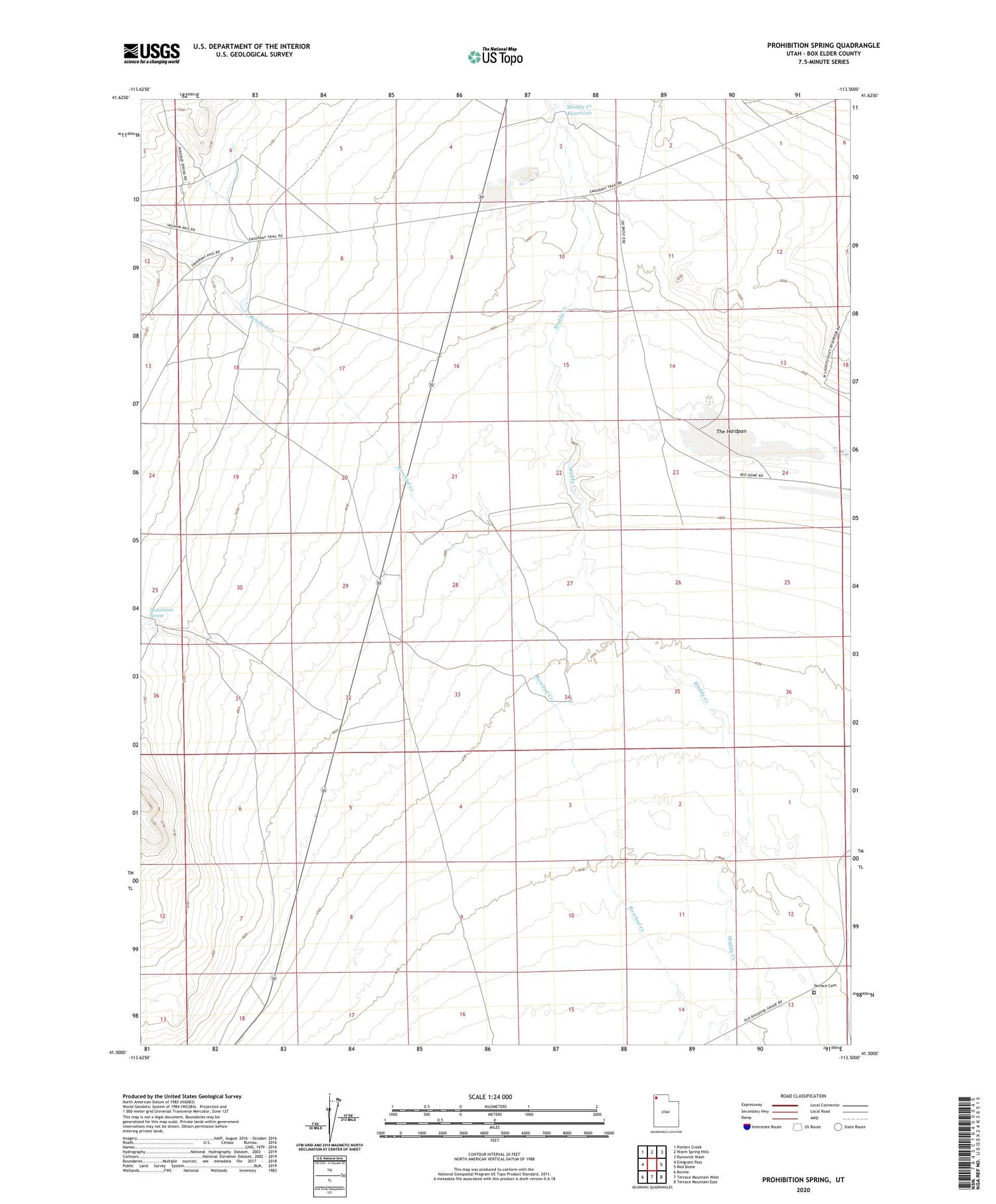 Prohibition Spring Utah US Topo Map Image