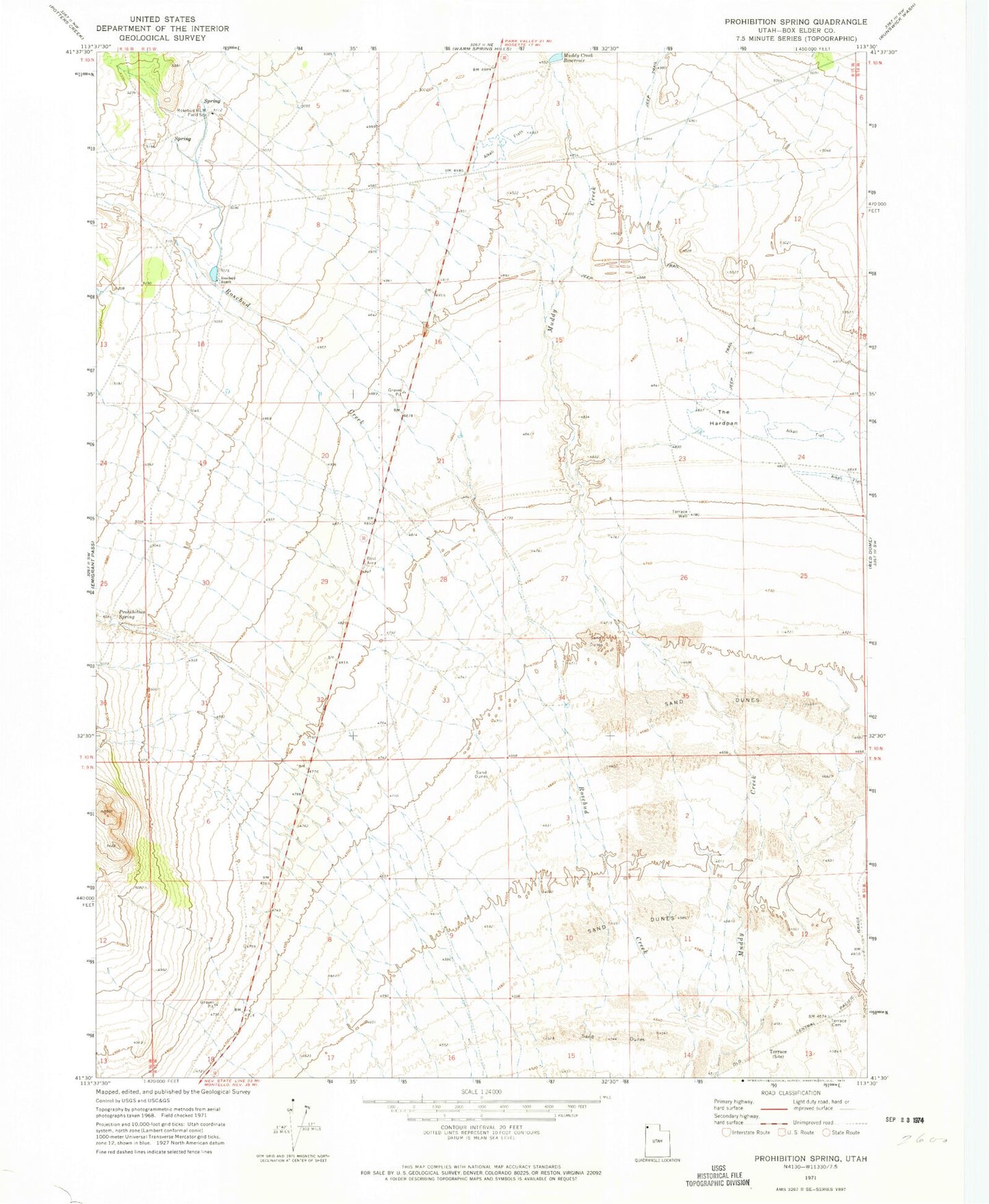 Classic USGS Prohibition Spring Utah 7.5'x7.5' Topo Map Image