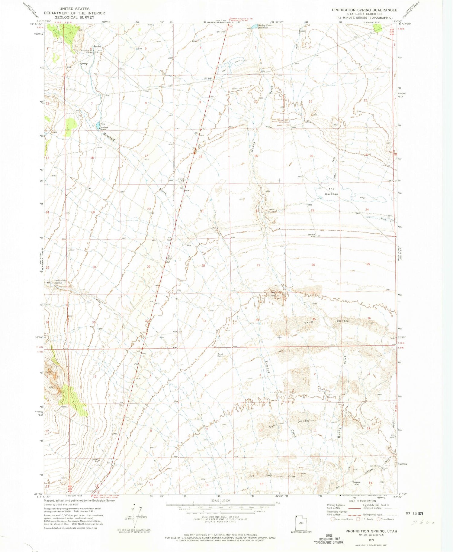 Classic USGS Prohibition Spring Utah 7.5'x7.5' Topo Map Image