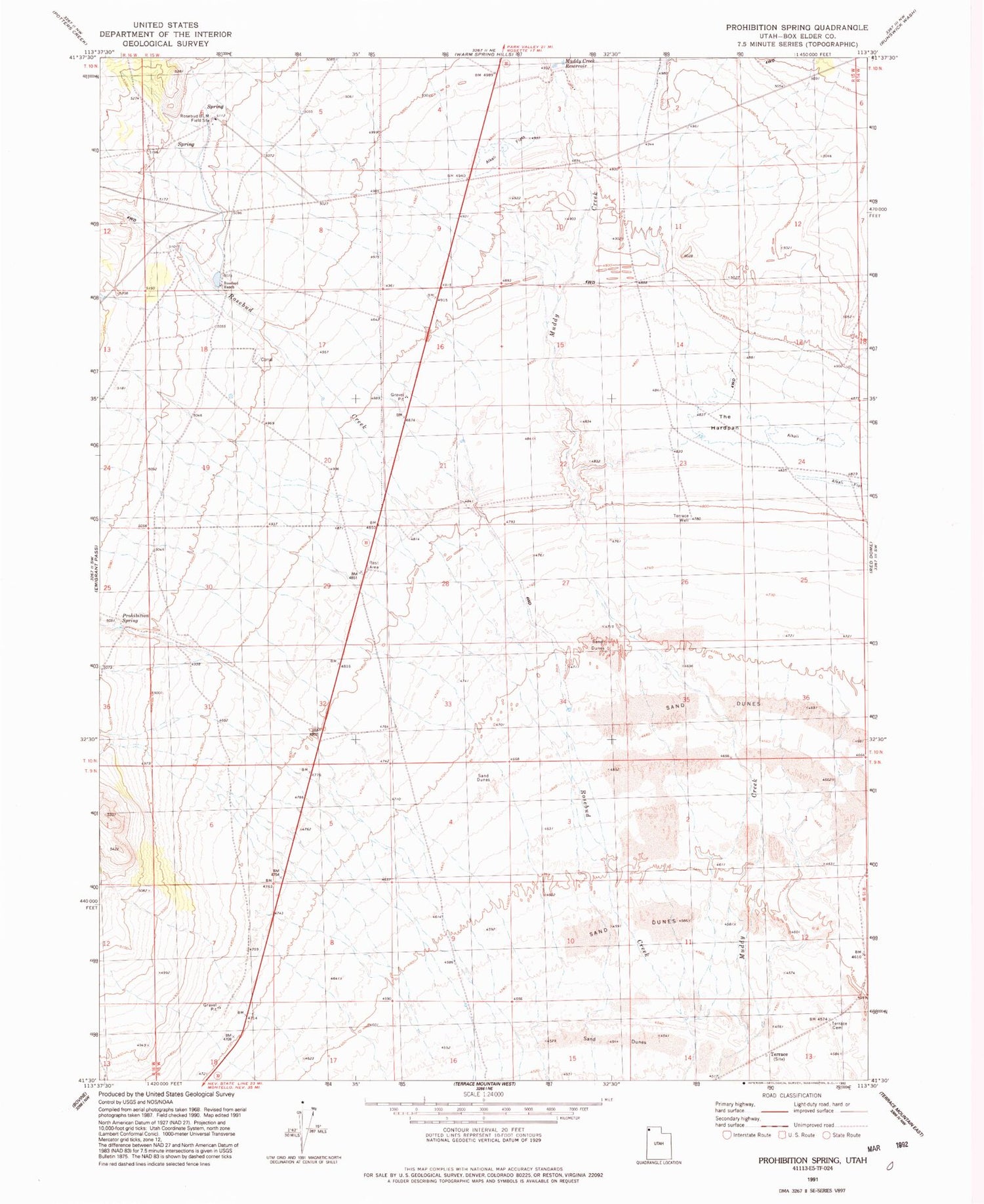 Classic USGS Prohibition Spring Utah 7.5'x7.5' Topo Map Image