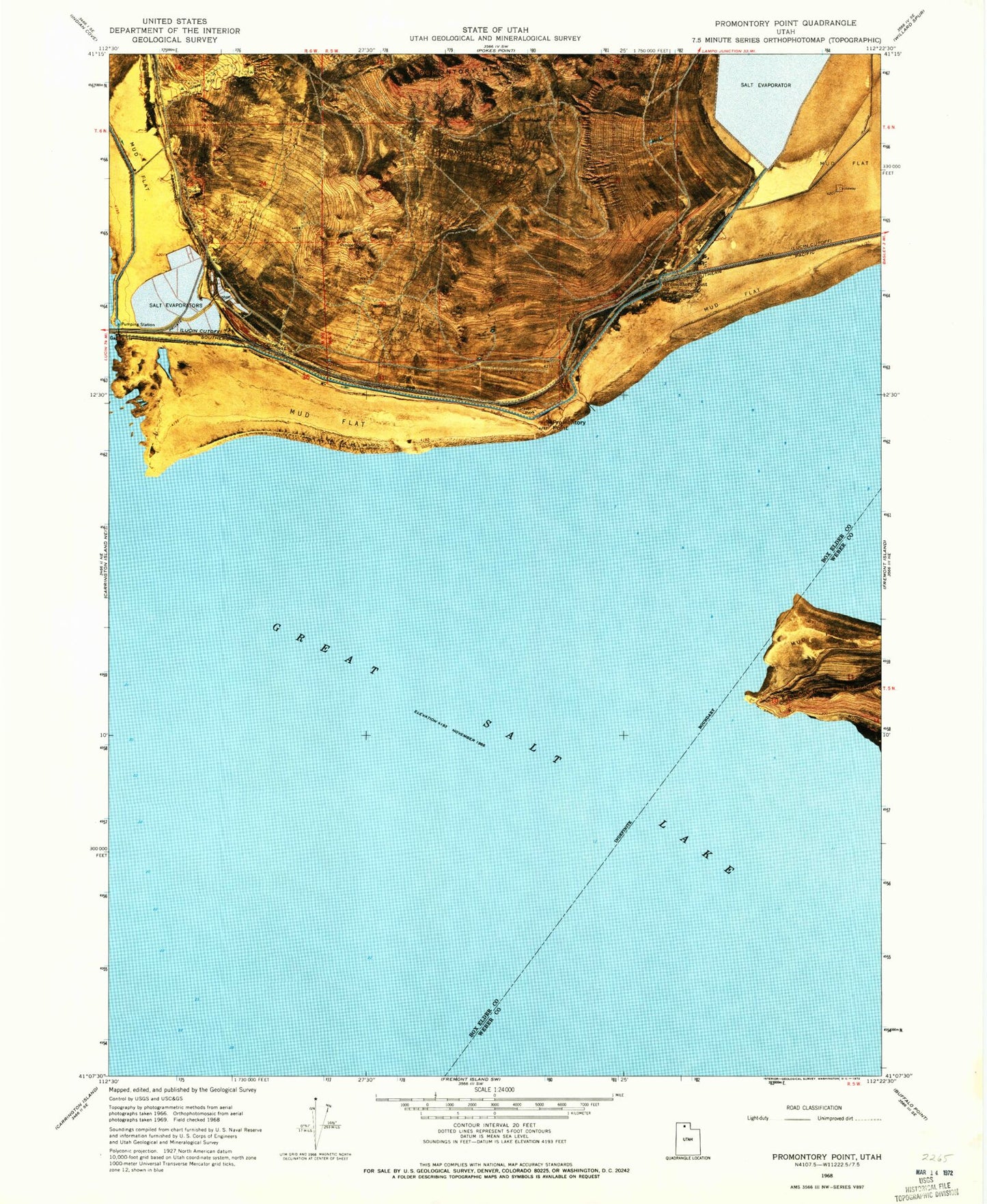 Classic USGS Promontory Point Utah 7.5'x7.5' Topo Map Image