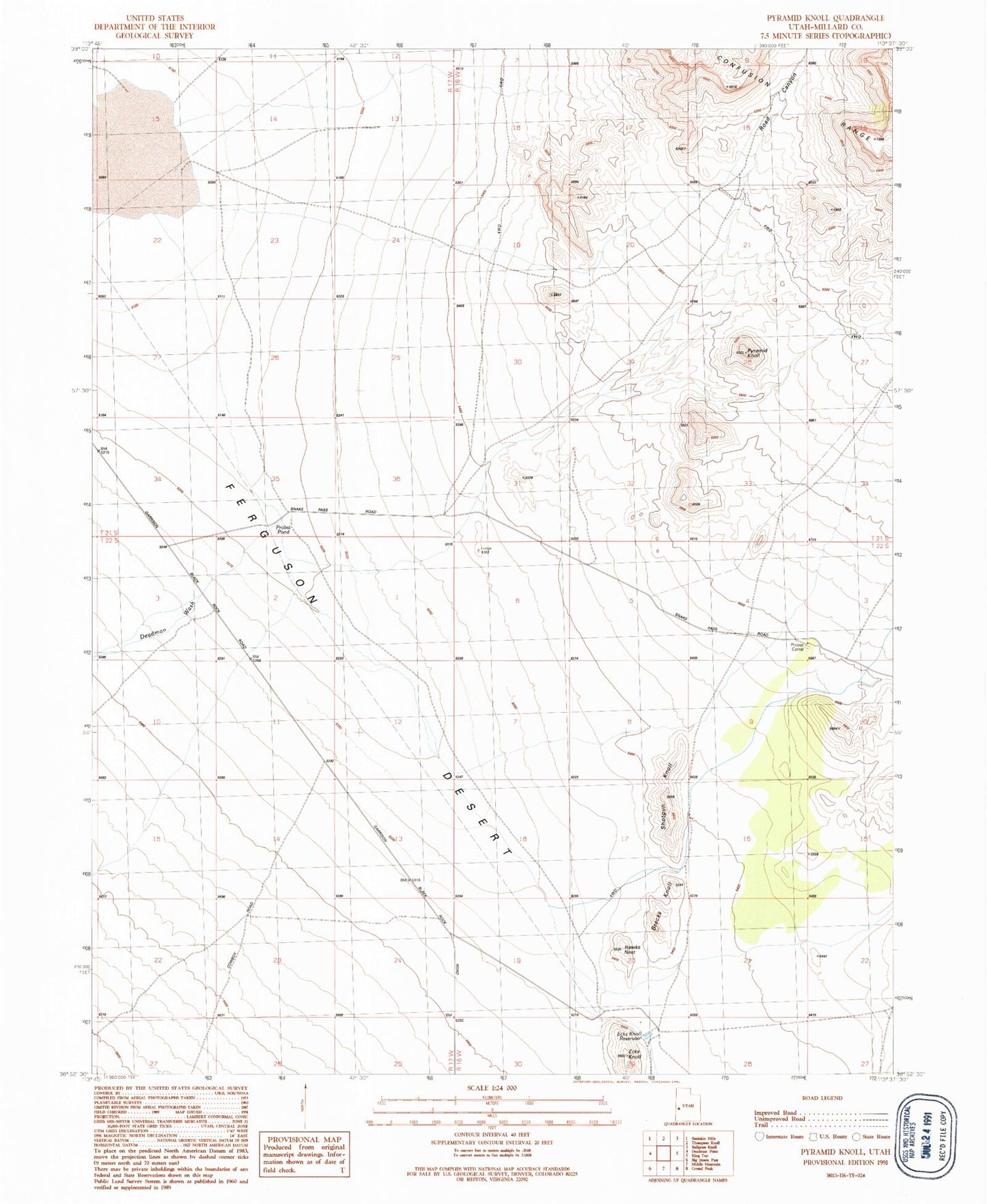 Classic USGS Pyramid Knoll Utah 7.5'x7.5' Topo Map Image