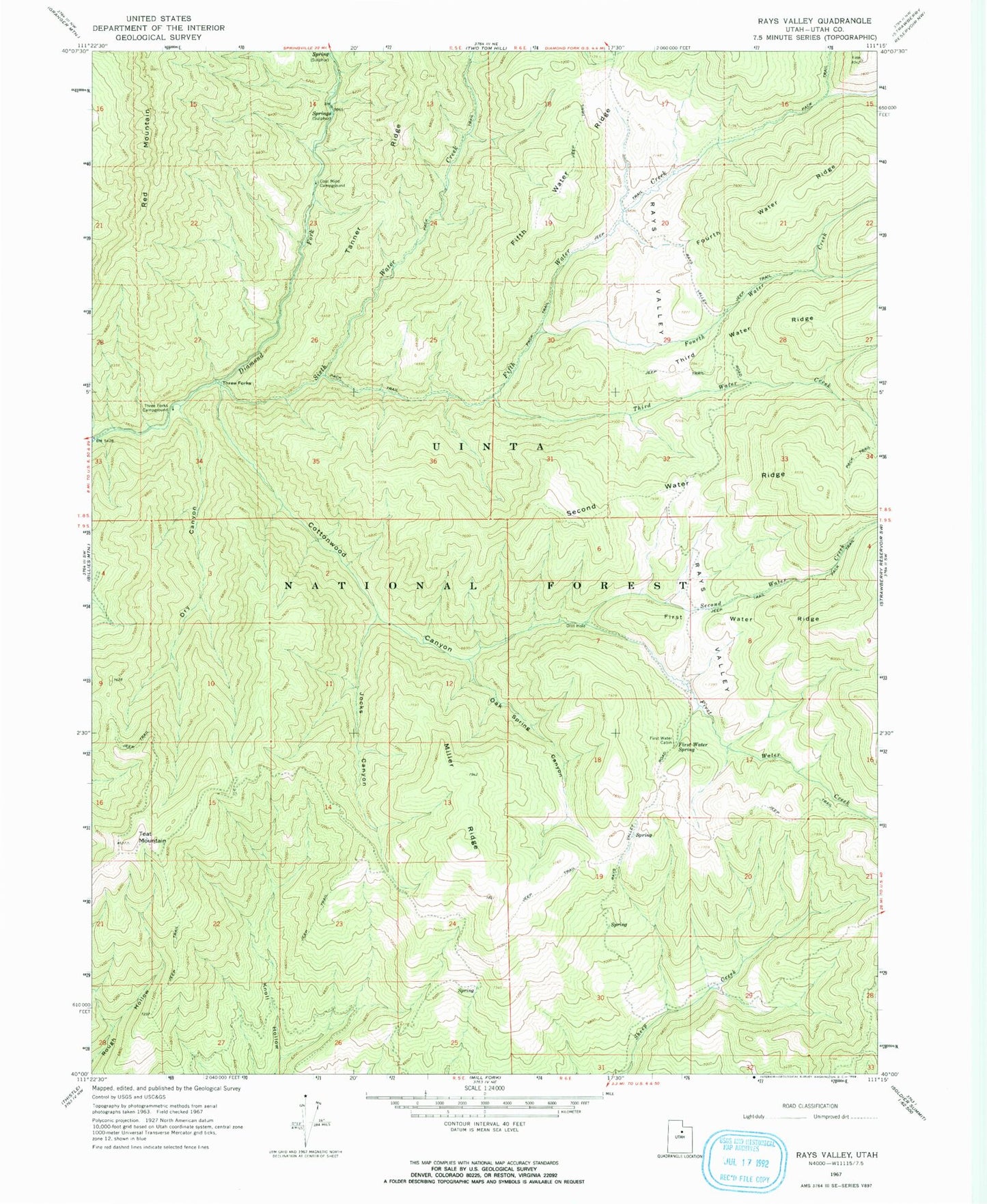 Classic USGS Rays Valley Utah 7.5'x7.5' Topo Map Image