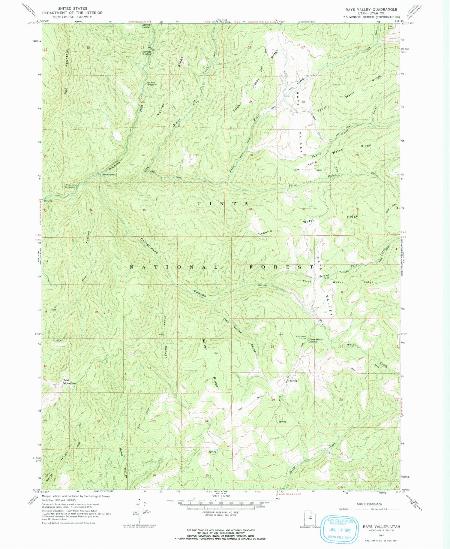 Classic USGS Rays Valley Utah 7.5'x7.5' Topo Map Image