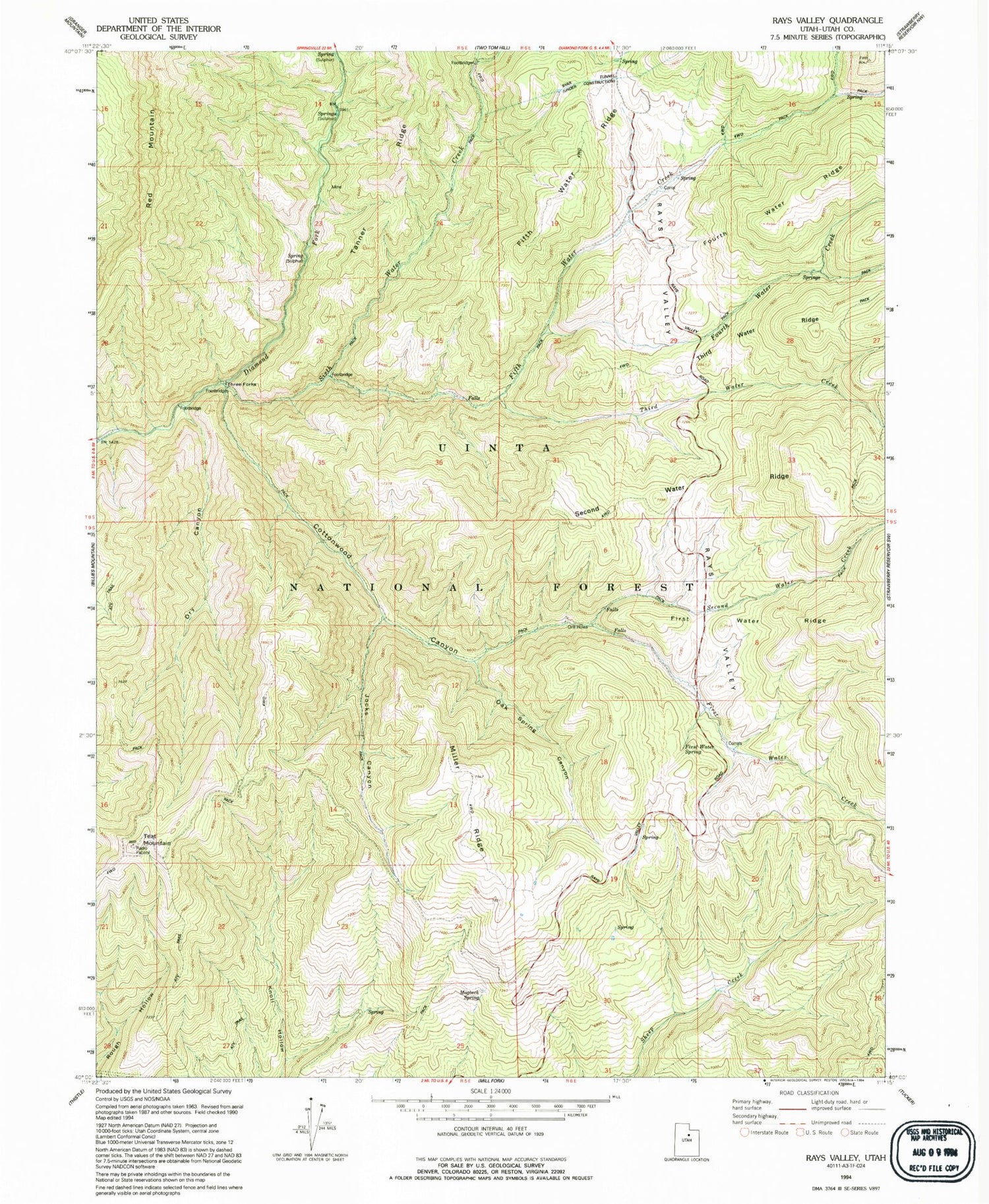 Classic USGS Rays Valley Utah 7.5'x7.5' Topo Map Image