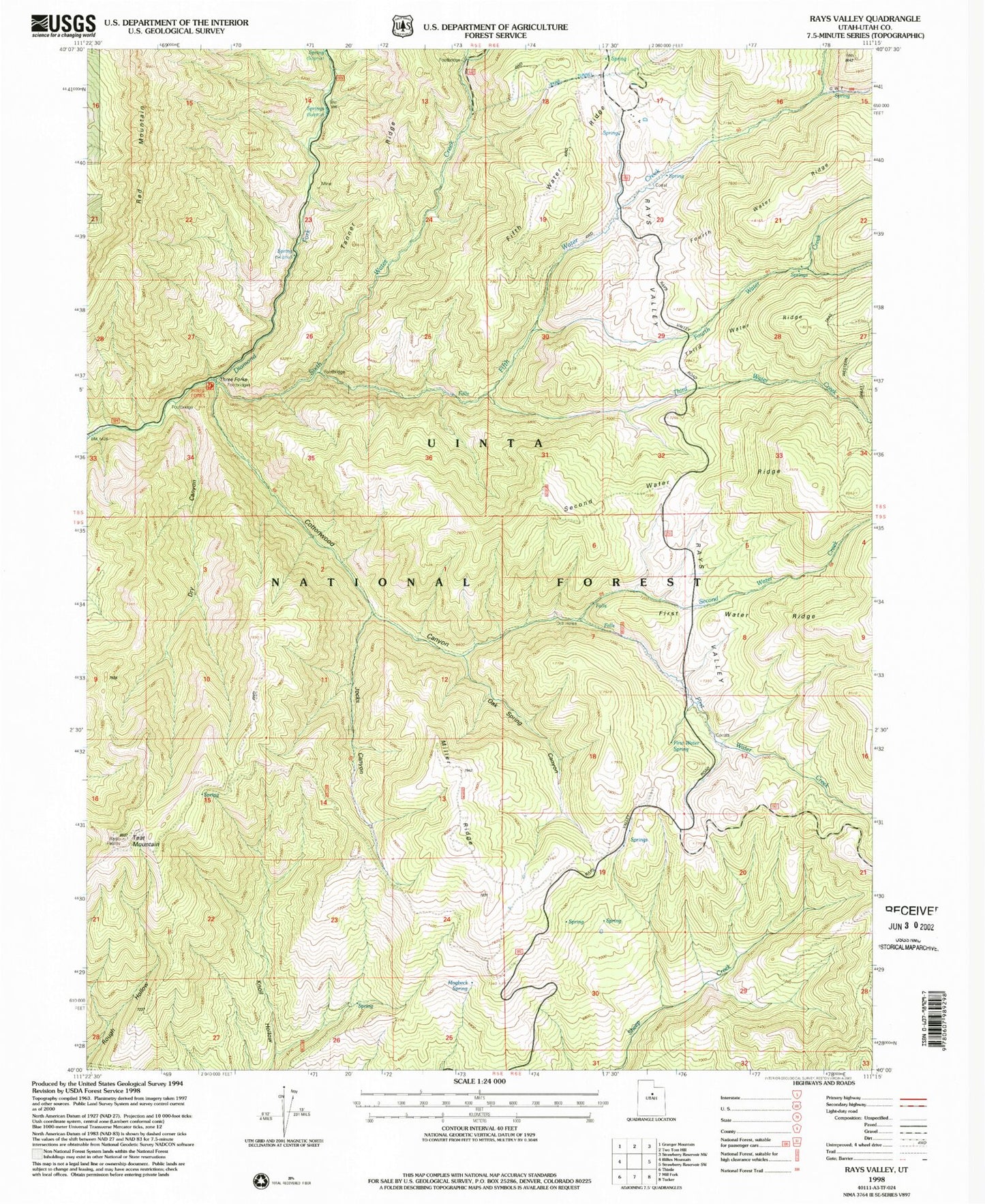 Classic USGS Rays Valley Utah 7.5'x7.5' Topo Map Image