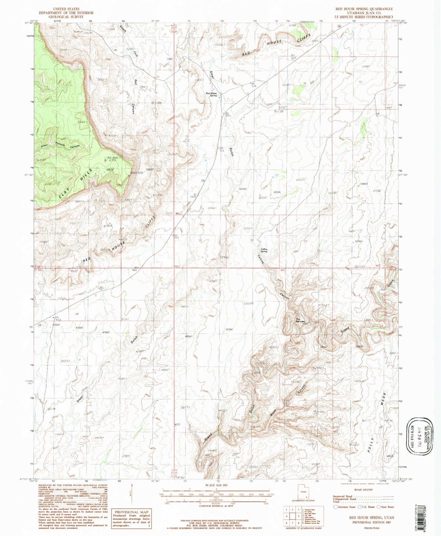 Classic USGS Red House Spring Utah 7.5'x7.5' Topo Map Image