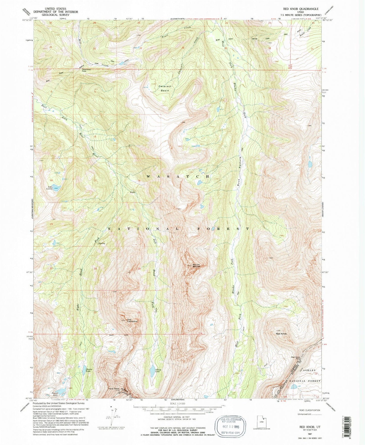 Classic USGS Red Knob Utah 7.5'x7.5' Topo Map Image