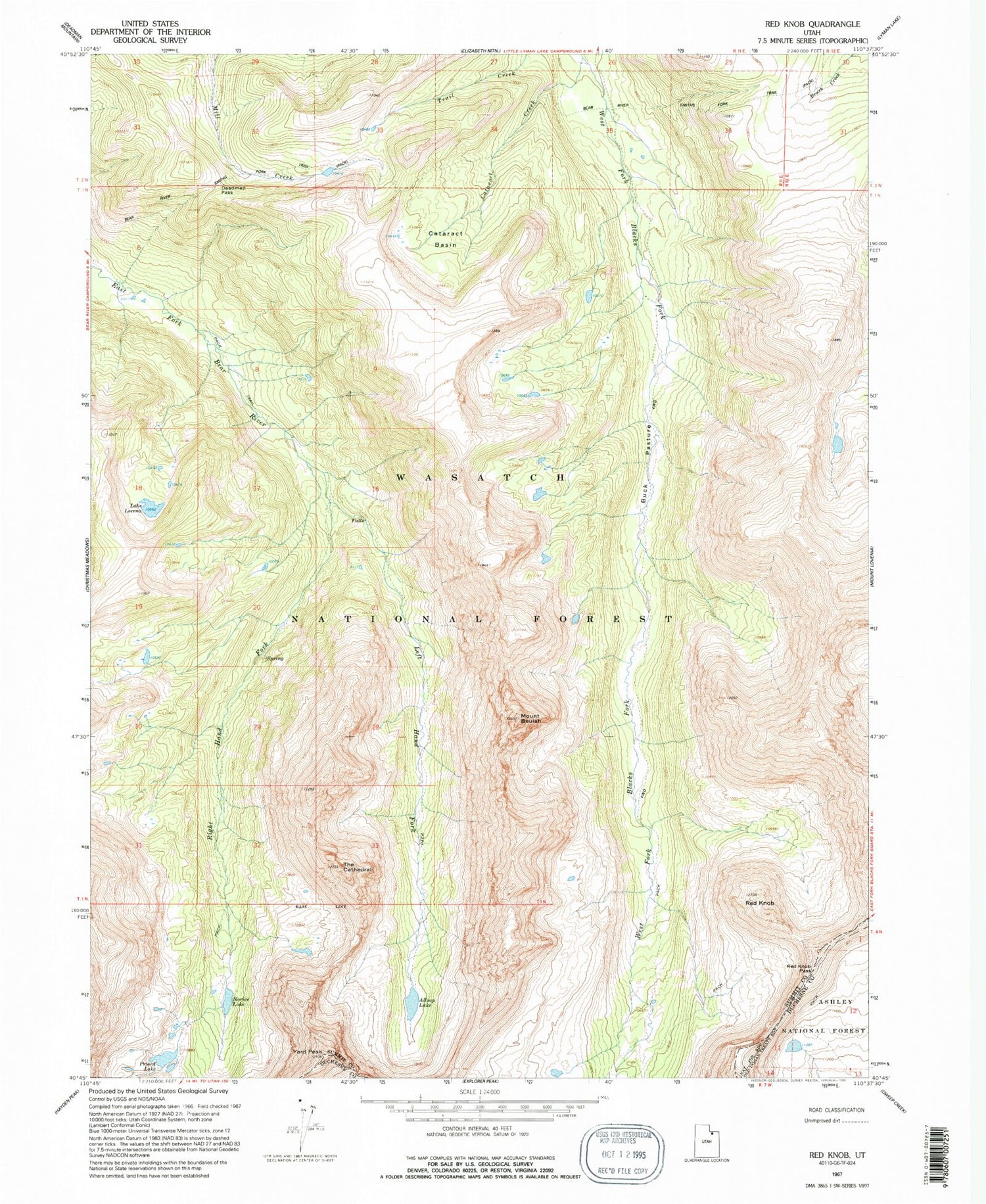 Classic USGS Red Knob Utah 7.5'x7.5' Topo Map Image
