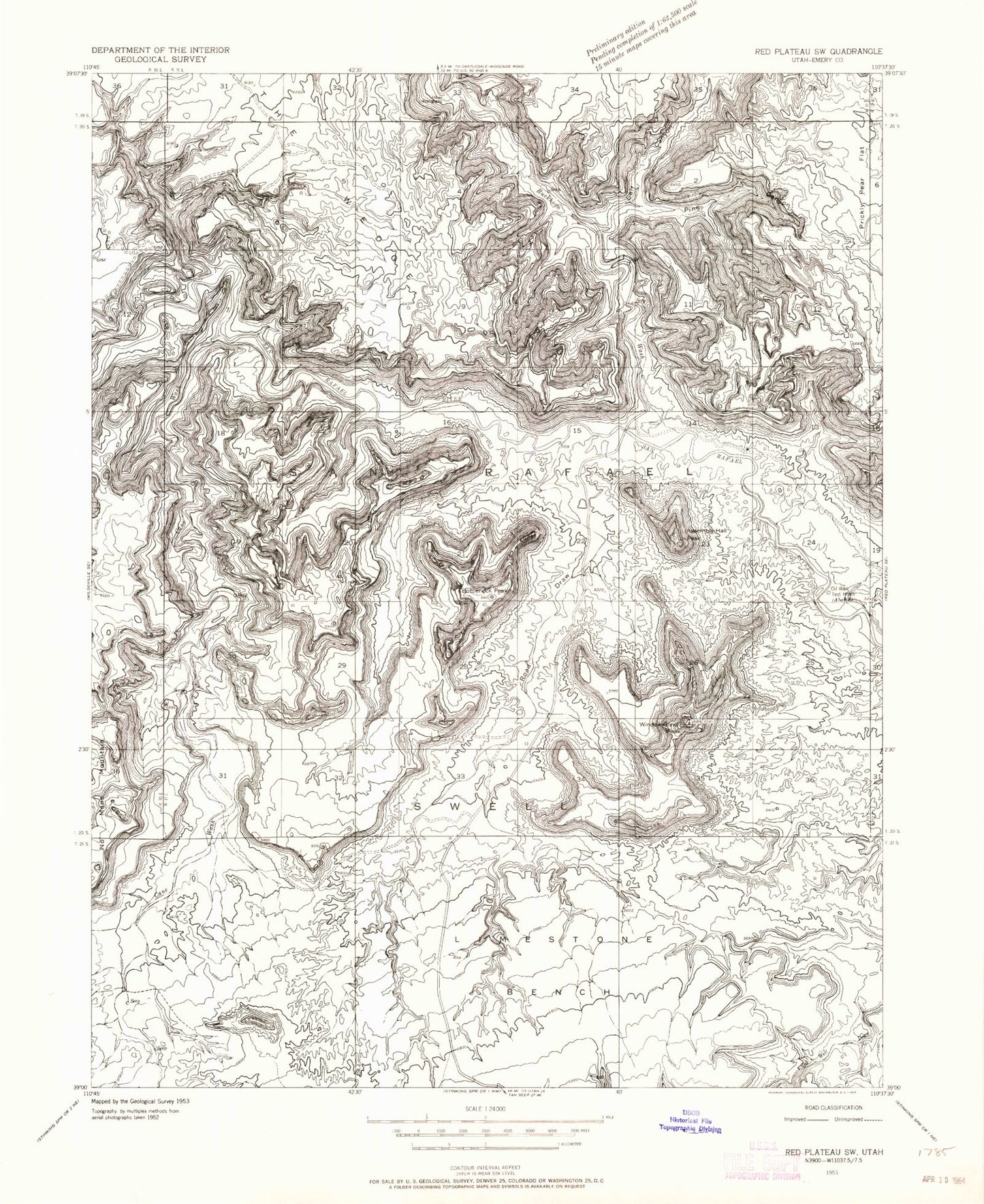 Classic USGS Bottleneck Peak Utah 7.5'x7.5' Topo Map Image