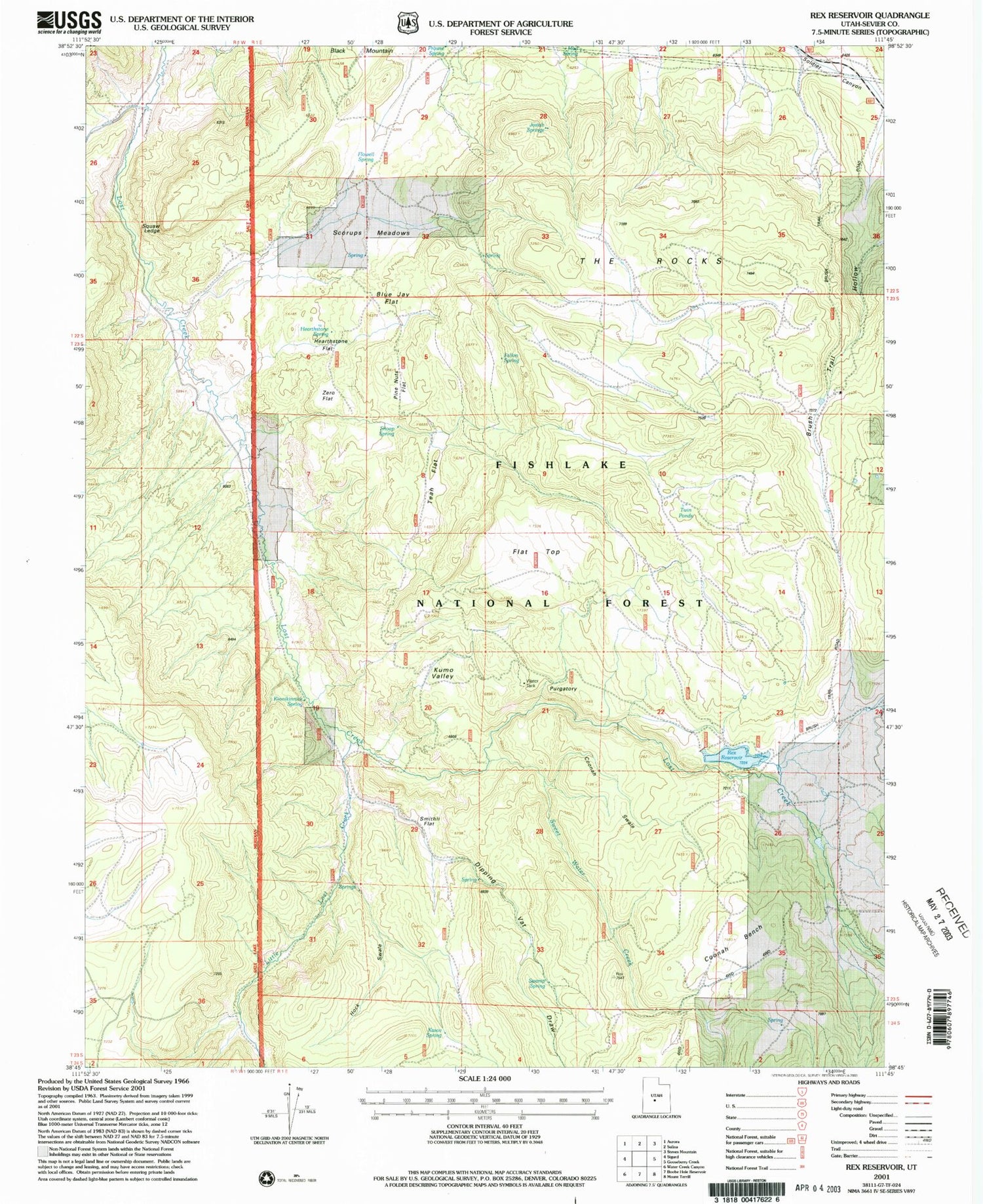 Classic USGS Rex Reservoir Utah 7.5'x7.5' Topo Map Image