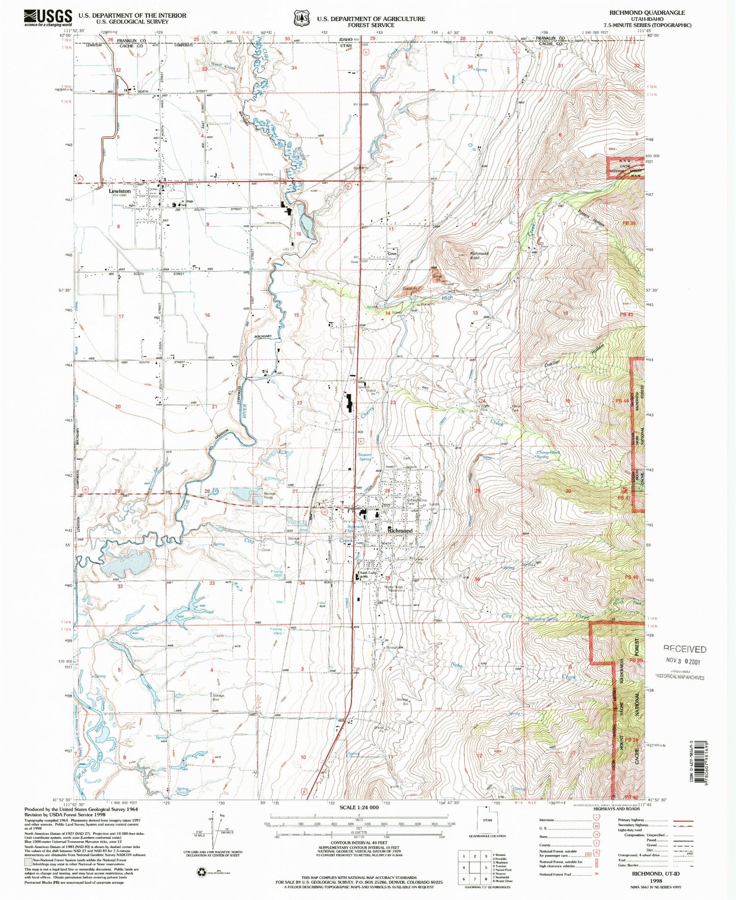 Classic USGS Richmond Utah 7.5'x7.5' Topo Map Image