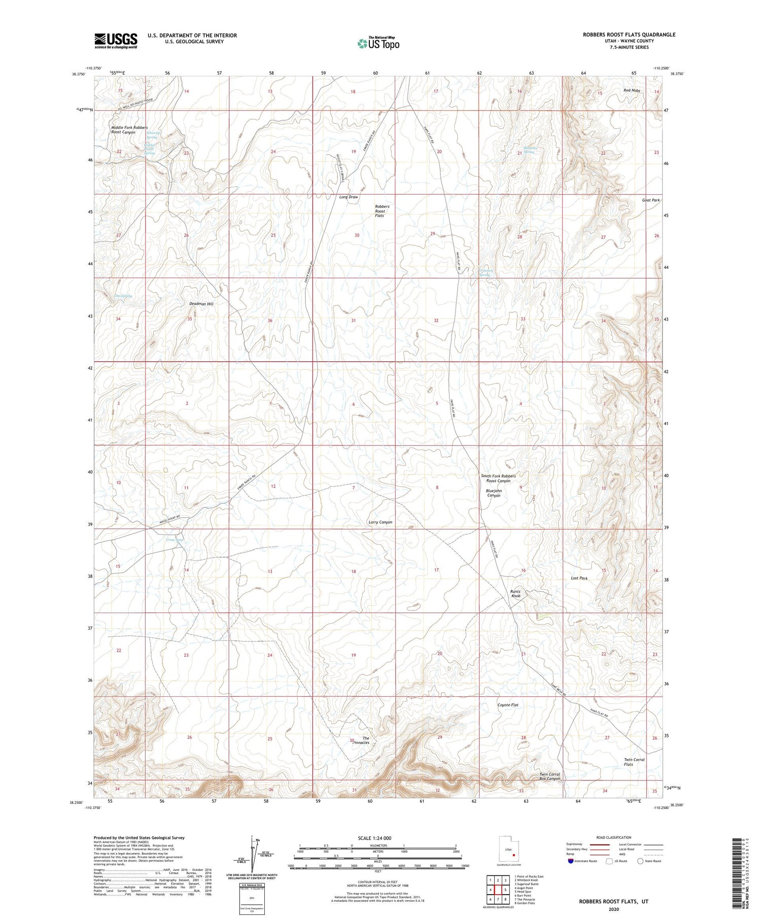 Robbers Roost Flats Utah US Topo Map Image