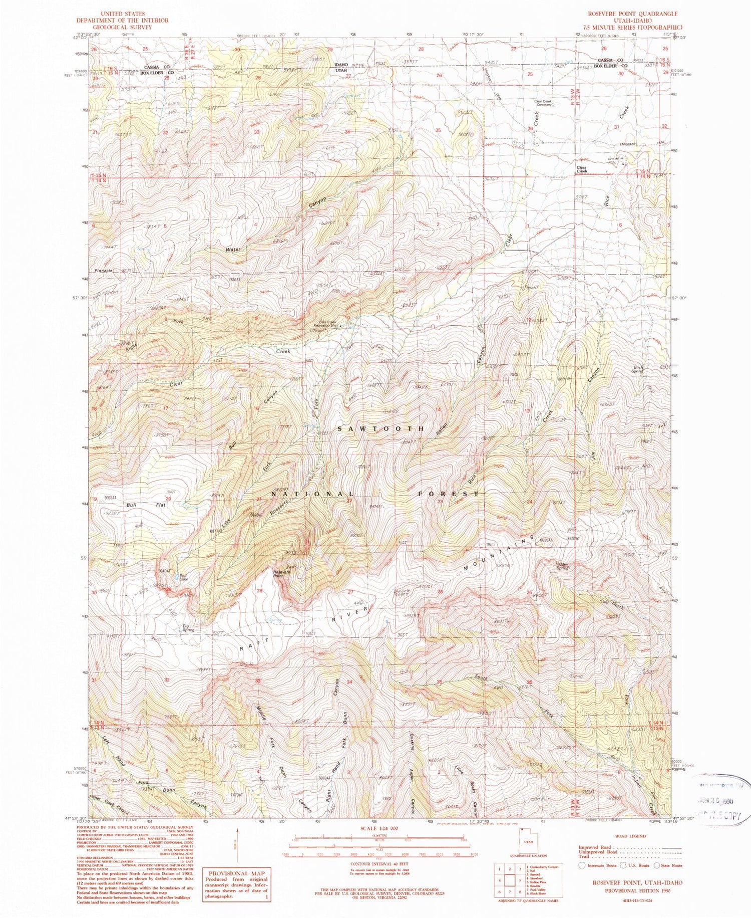 Classic USGS Rosevere Point Utah 7.5'x7.5' Topo Map Image