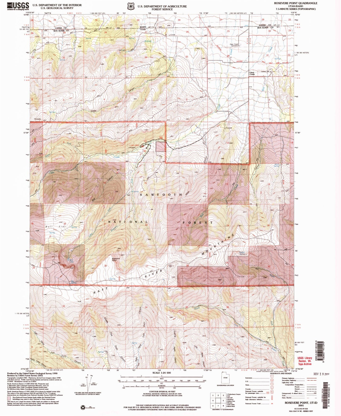 Classic USGS Rosevere Point Utah 7.5'x7.5' Topo Map Image