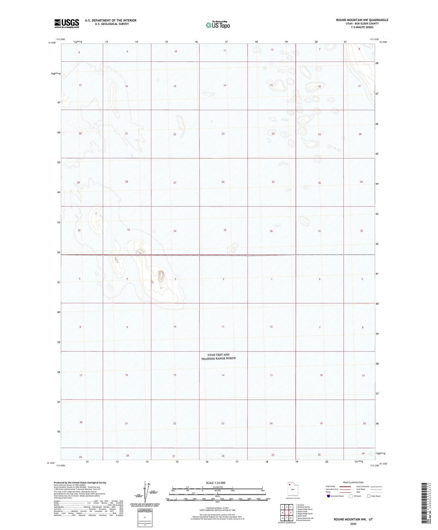 Round Mountain NW Utah US Topo Map Image