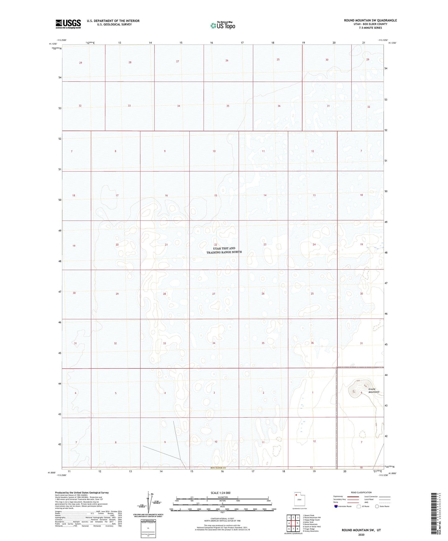 Round Mountain SW Utah US Topo Map Image