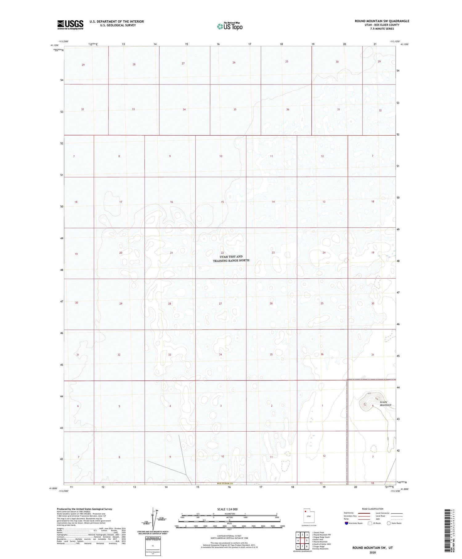 Round Mountain SW Utah US Topo Map Image