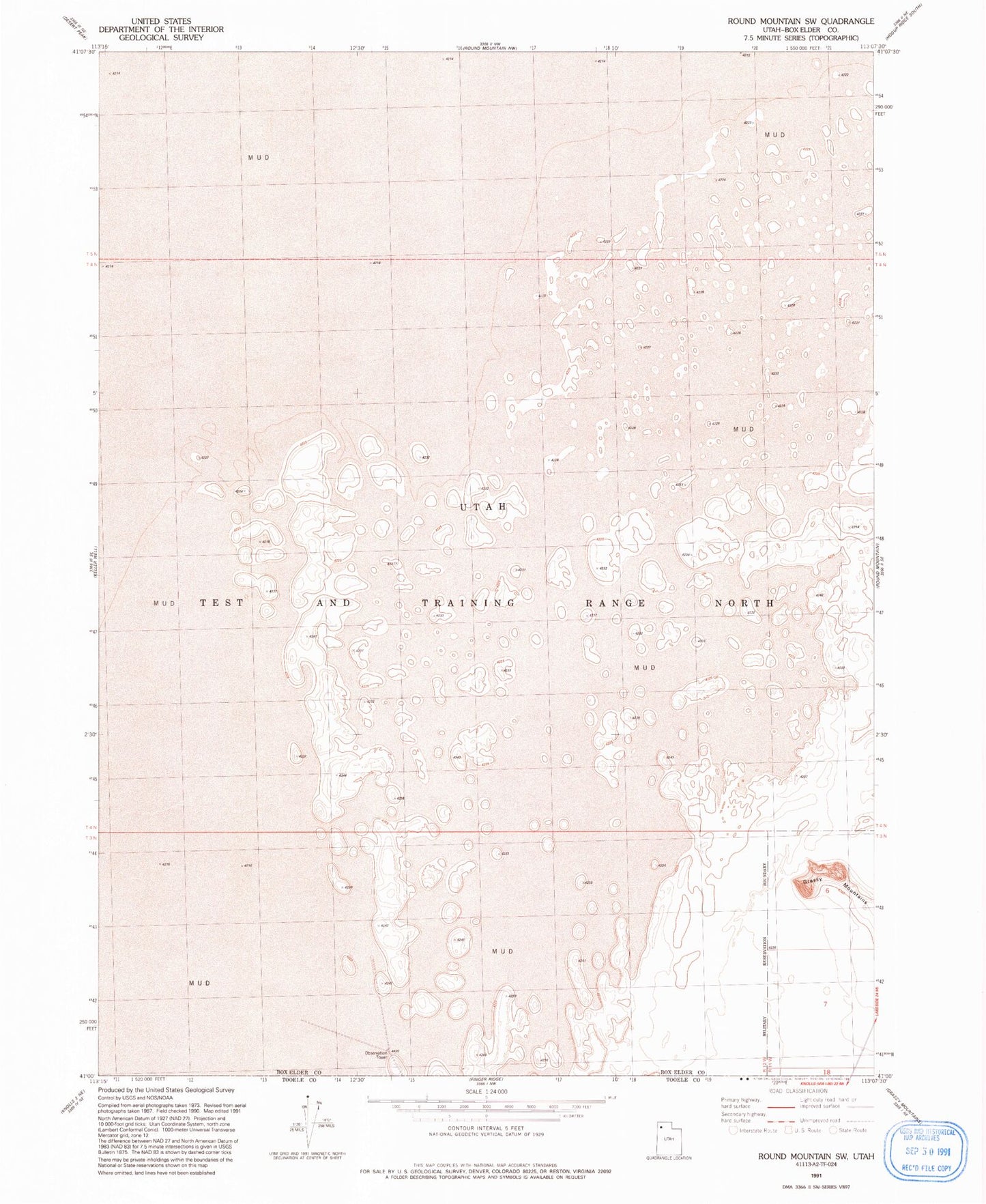 Classic USGS Round Mountain SW Utah 7.5'x7.5' Topo Map Image