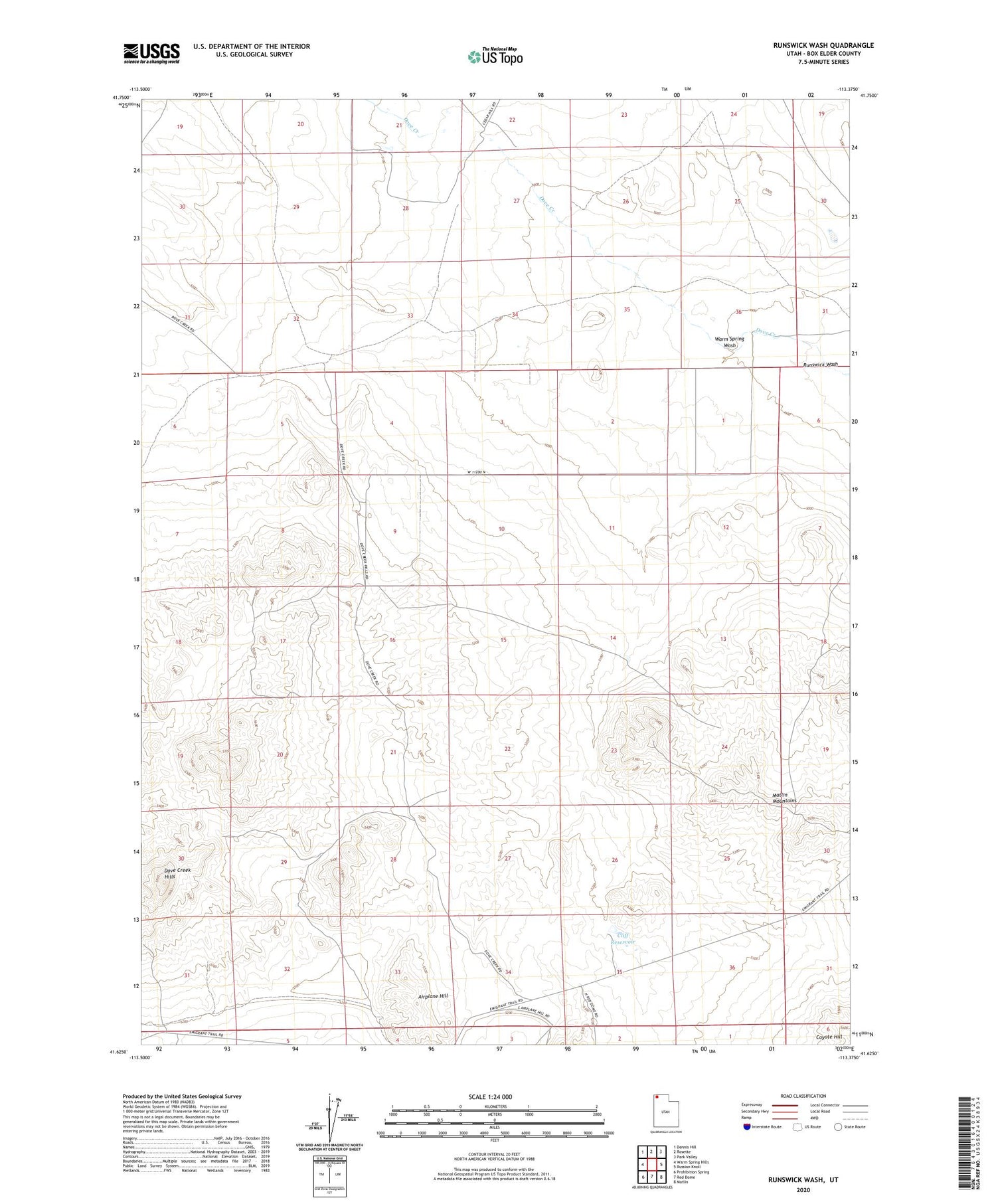 Runswick Wash Utah US Topo Map Image