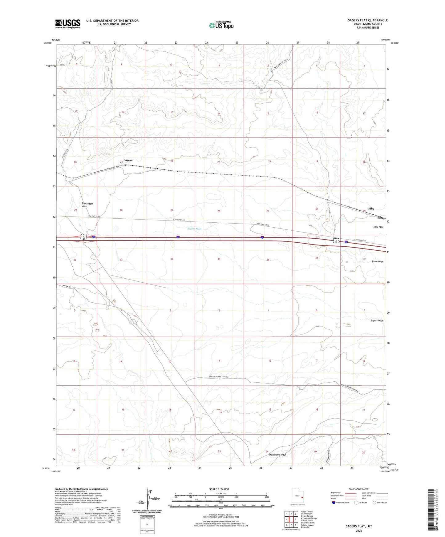 Sagers Flat Utah US Topo Map Image