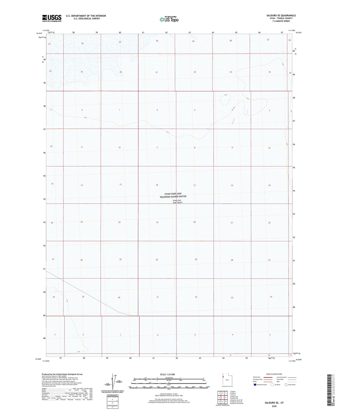 Salduro SE Utah US Topo Map Image